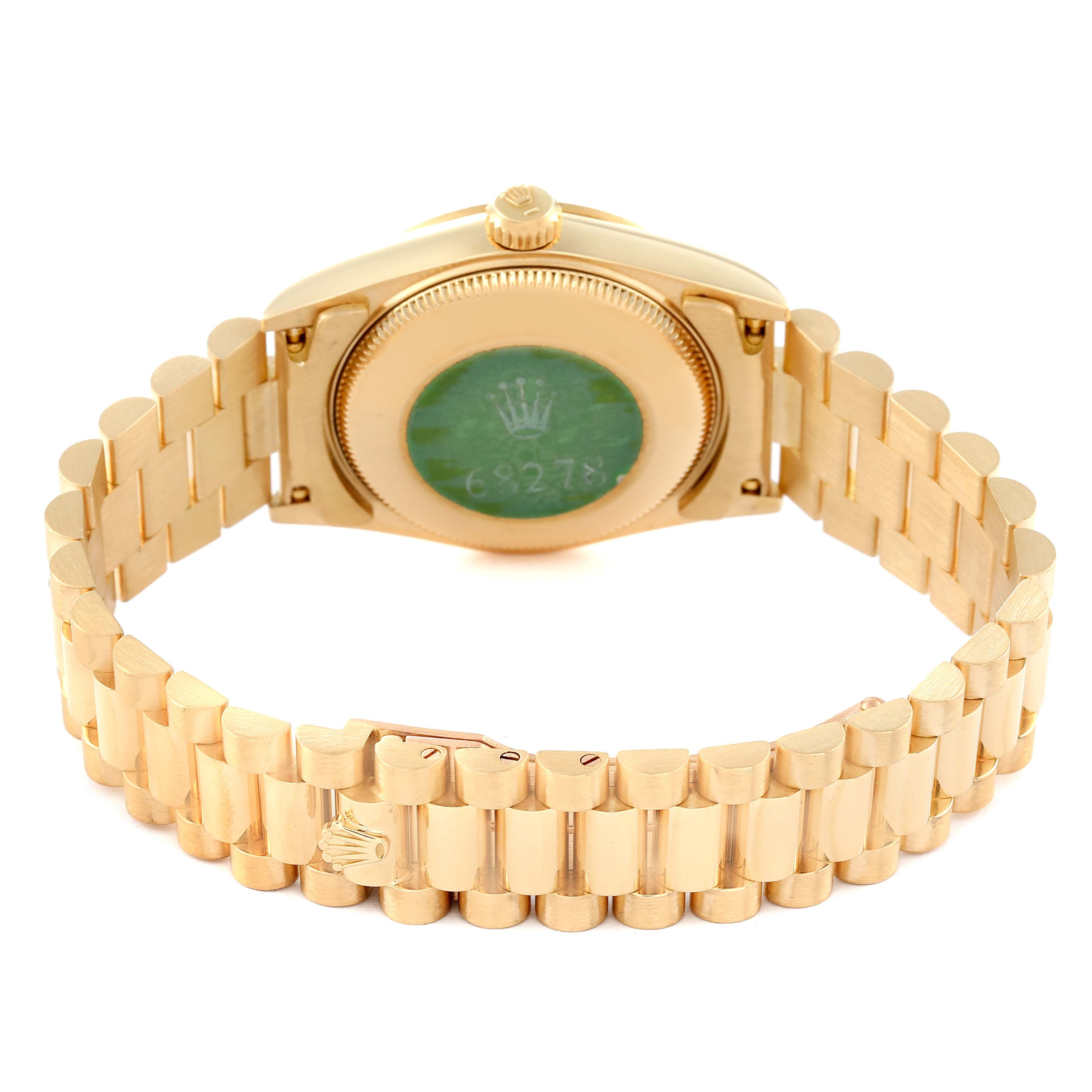 Rolex President Midsize Yellow Gold Diamond Dial Ladies Watch 68278 Box Papers