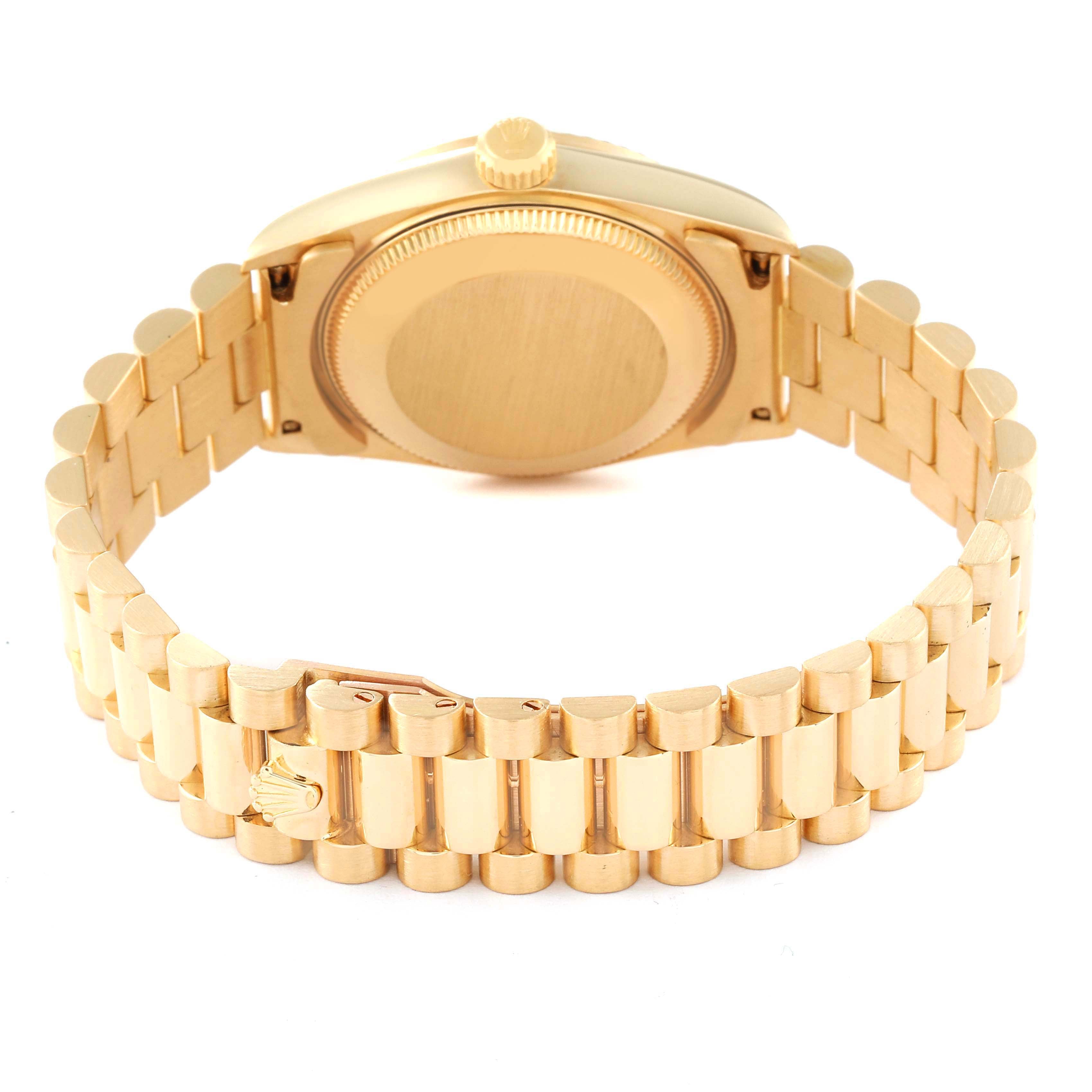 Rolex President Midsize Yellow Gold Diamond Dial Ladies Watch 68278 Papers