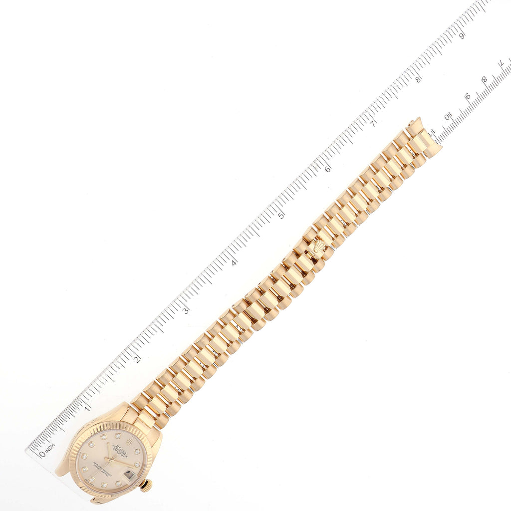 Rolex President Midsize Yellow Gold Diamond Ladies Watch 178278 Box Papers