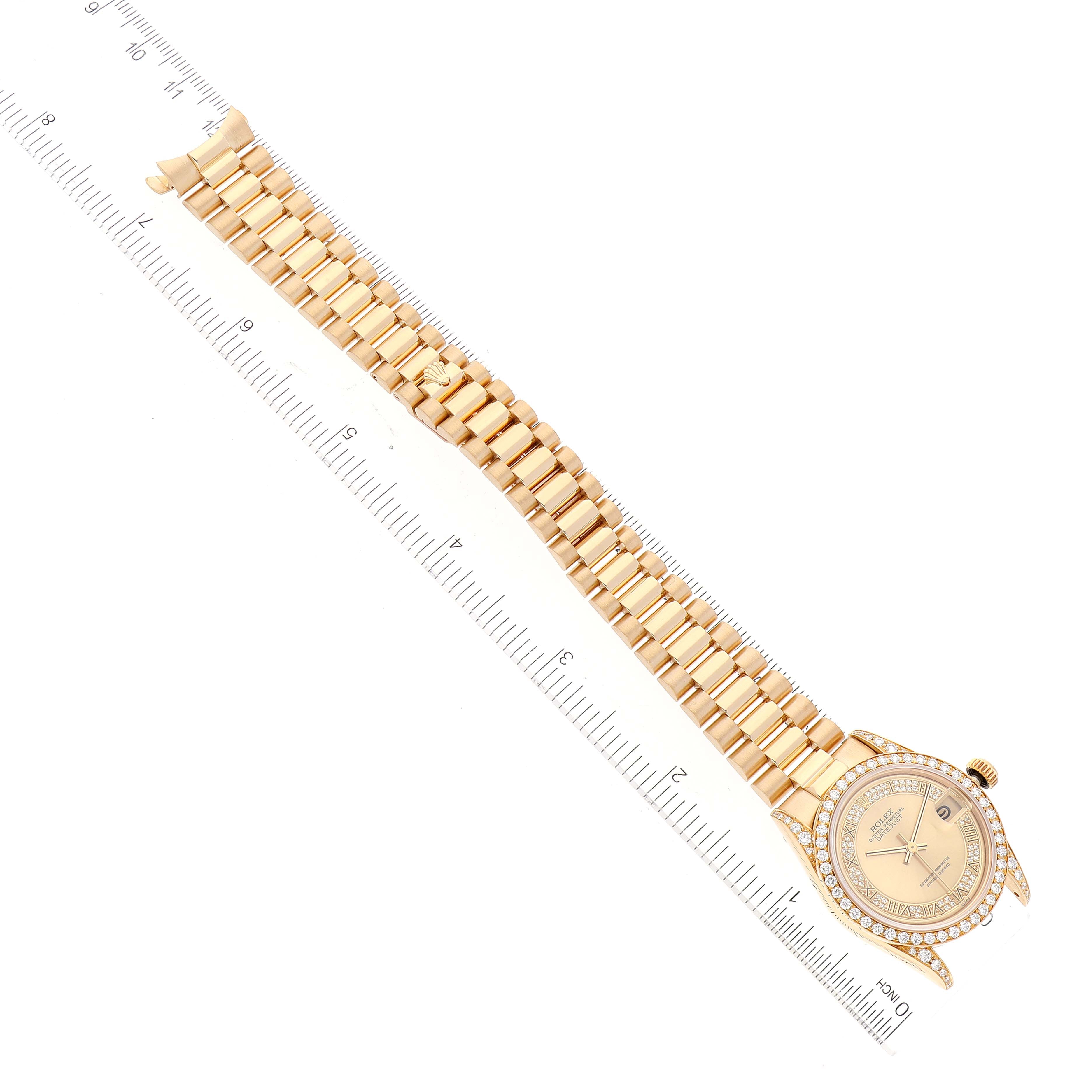 Rolex President Midsize Yellow Gold Diamond Ladies Watch 68158