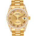 Rolex President Midsize Yellow Gold Diamond Ladies Watch 68158