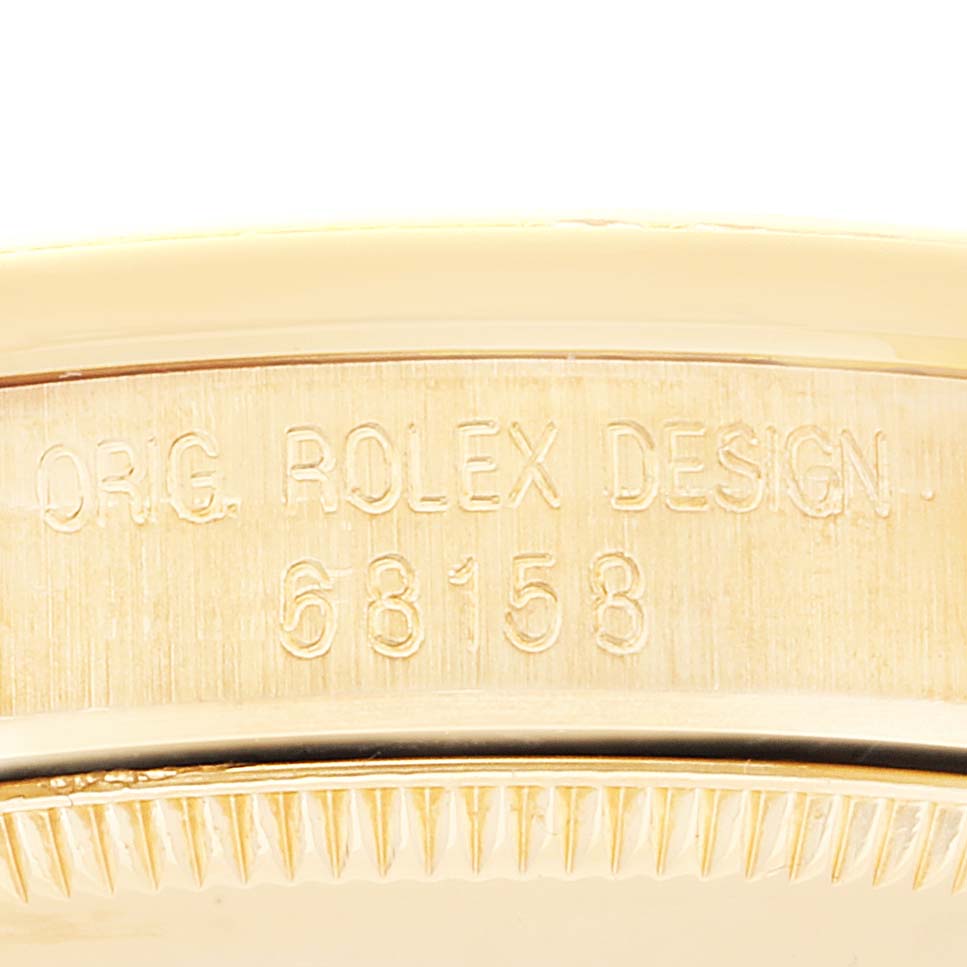 Rolex President Midsize Yellow Gold Diamond Ladies Watch 68158 Box Papers