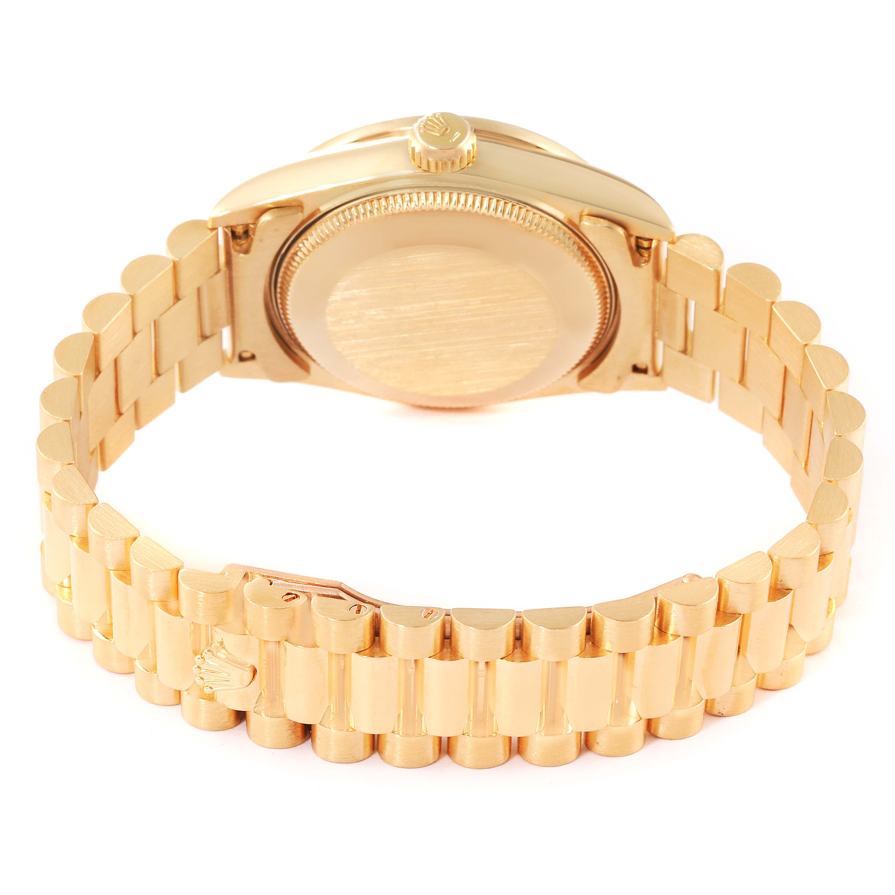 Rolex President Midsize Yellow Gold Diamond Ladies Watch 68158 Box Papers