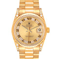 Rolex President Midsize Yellow Gold Myriad Diamond  Dial Ladies Watch 68238 Box Papers