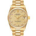 Rolex President Midsize Yellow Gold Diamond Ladies Watch 68278 Box Papers