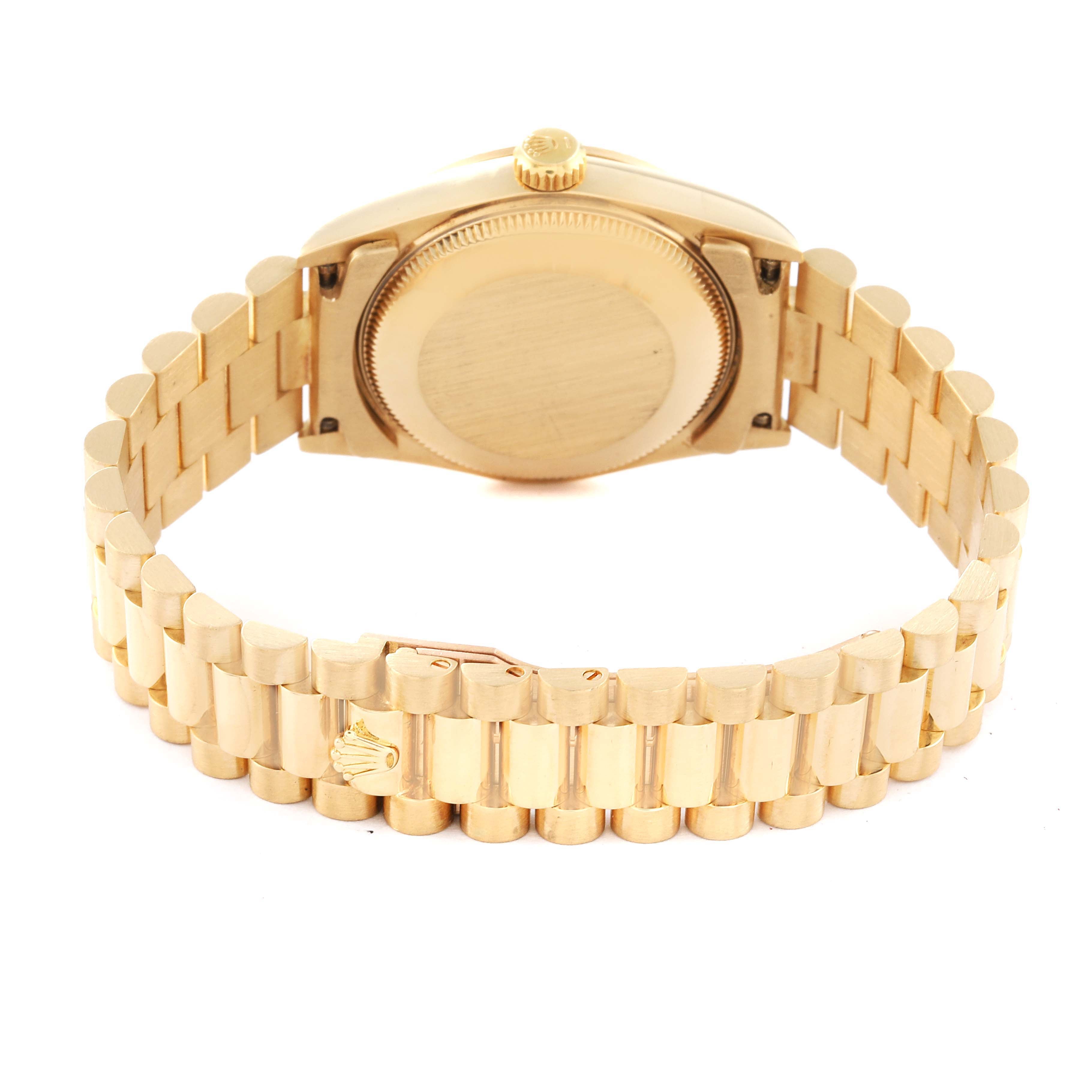 Rolex President Midsize Yellow Gold Diamond Ladies Watch 68278 Box Papers