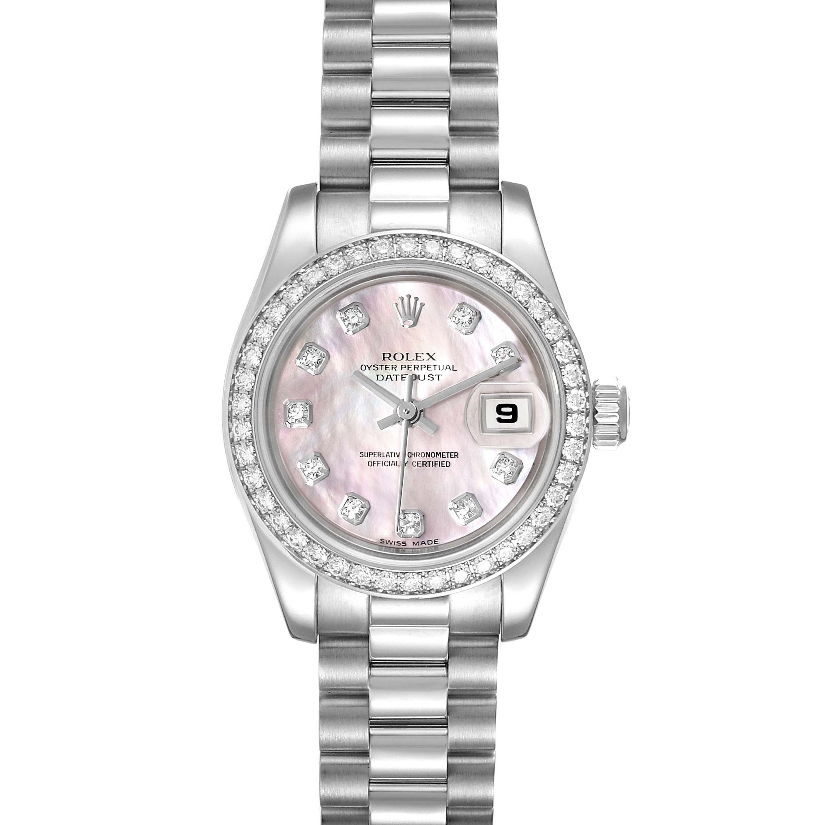 Rolex President Platinum MOP Diamond Ladies Watch 179136 Box Papers