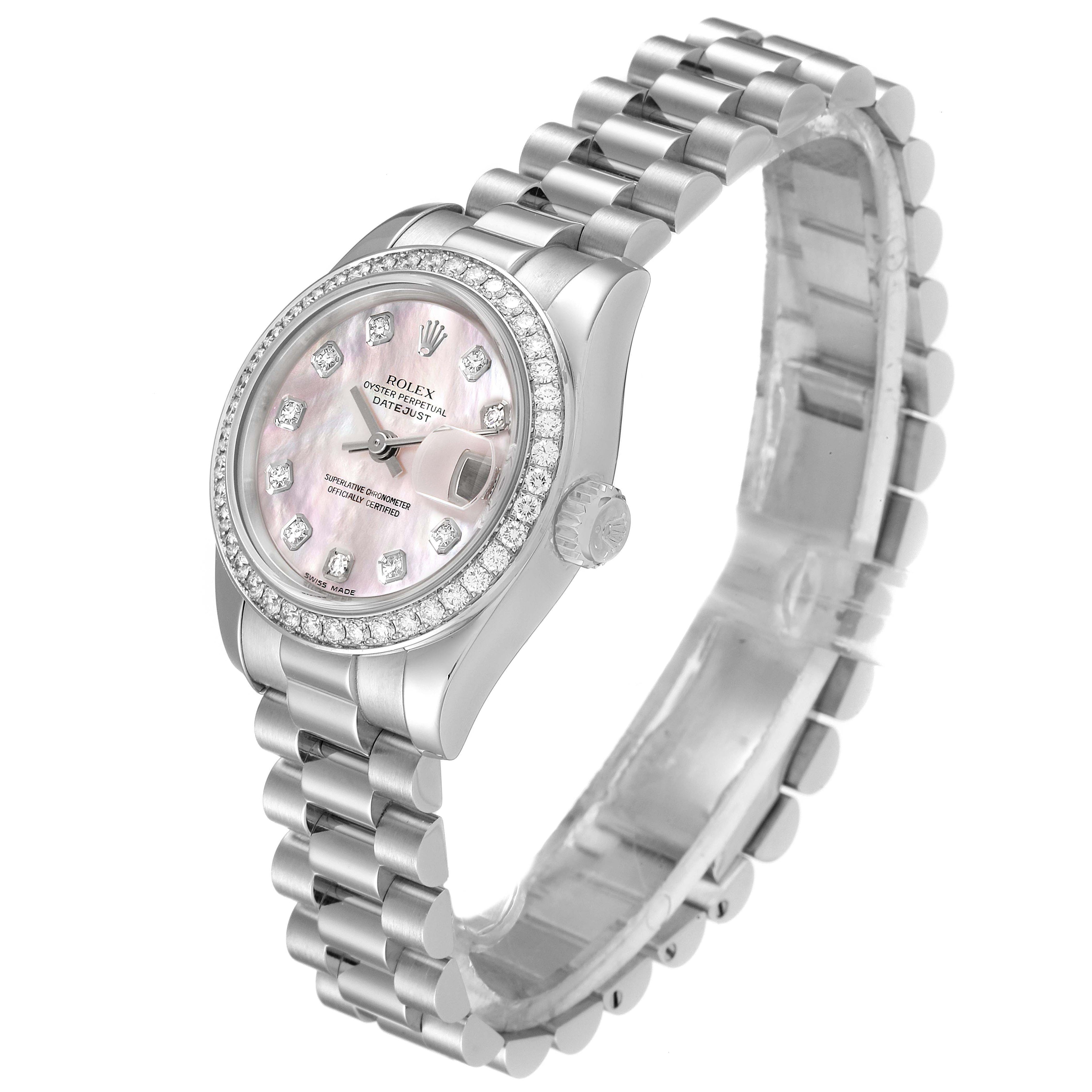 Rolex President Platinum MOP Diamond Ladies Watch 179136 Box Papers