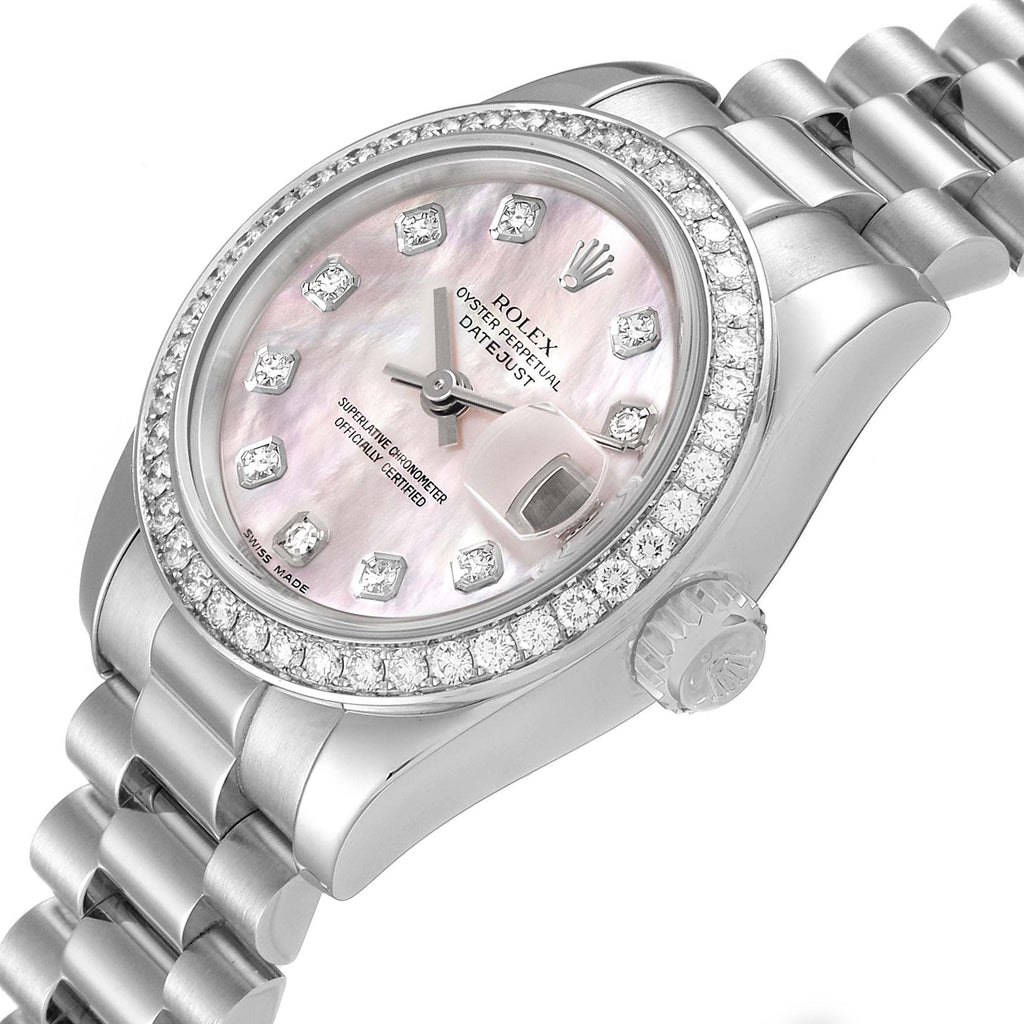Rolex President Platinum MOP Diamond Ladies Watch 179136 Box Papers