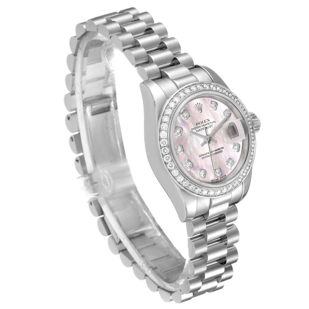 Rolex President Platinum MOP Diamond Ladies Watch 179136 Box Papers
