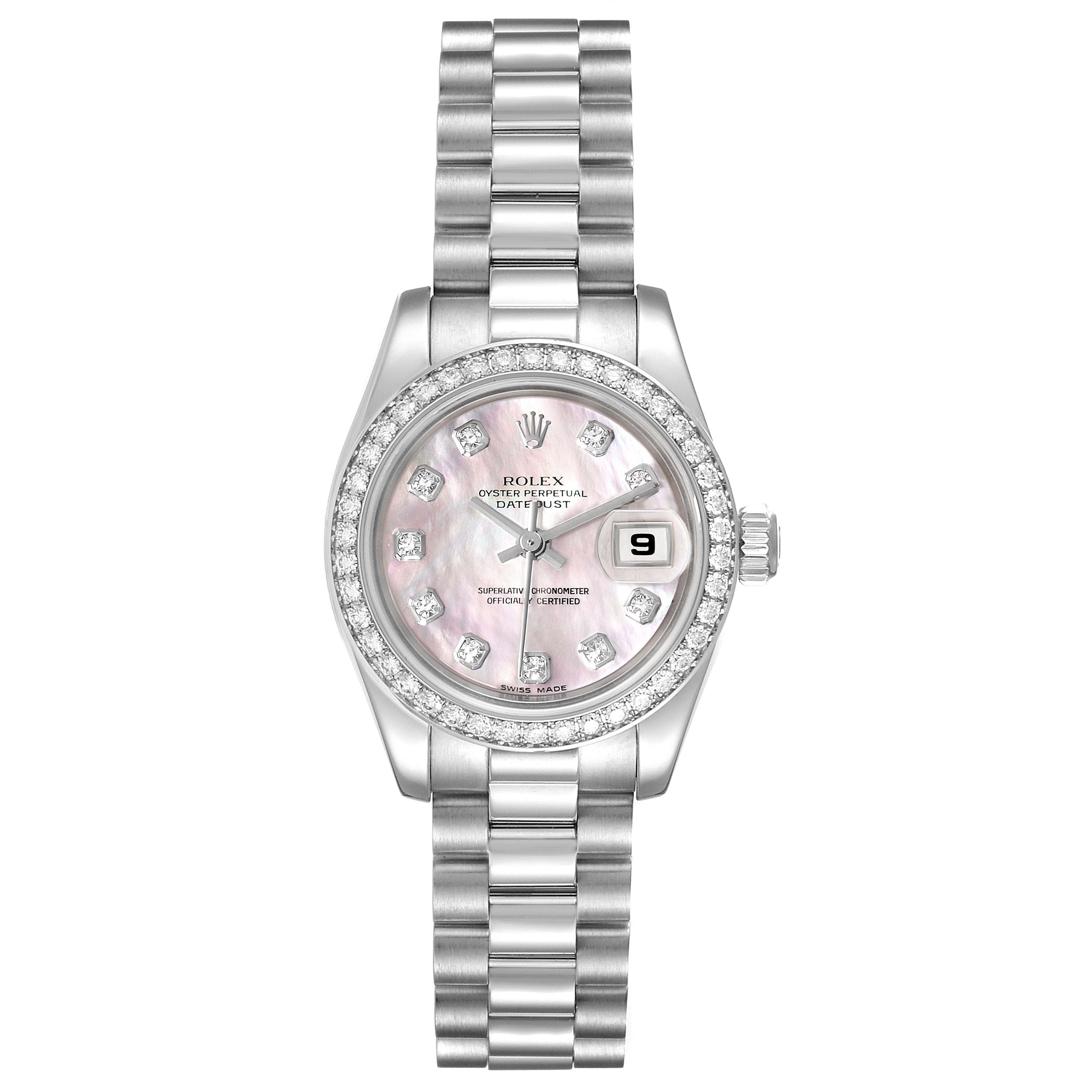 Rolex President Platinum MOP Diamond Ladies Watch 179136 Box Papers