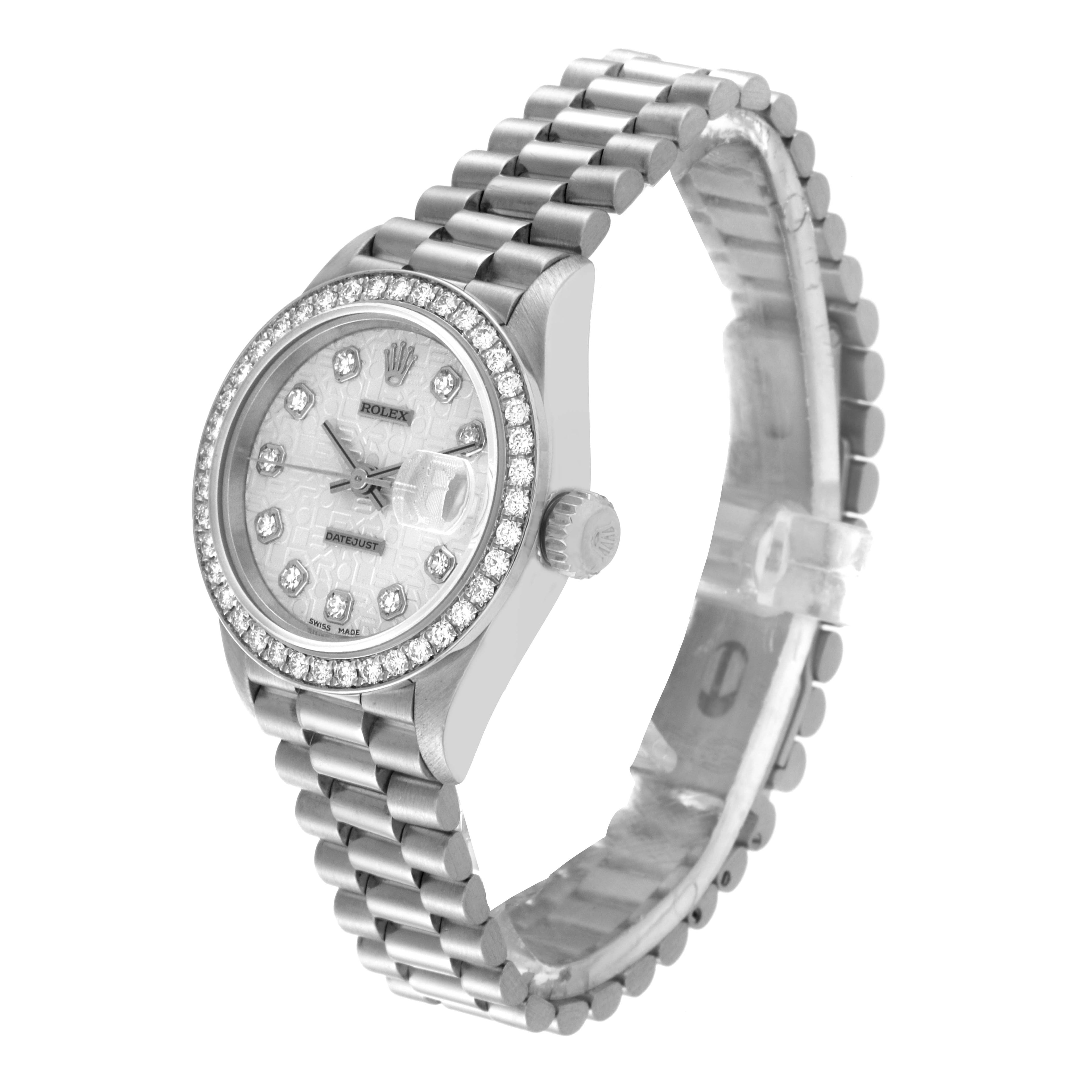 Rolex President Platinum Silver Anniversary Diamond Dial Ladies Watch 69136