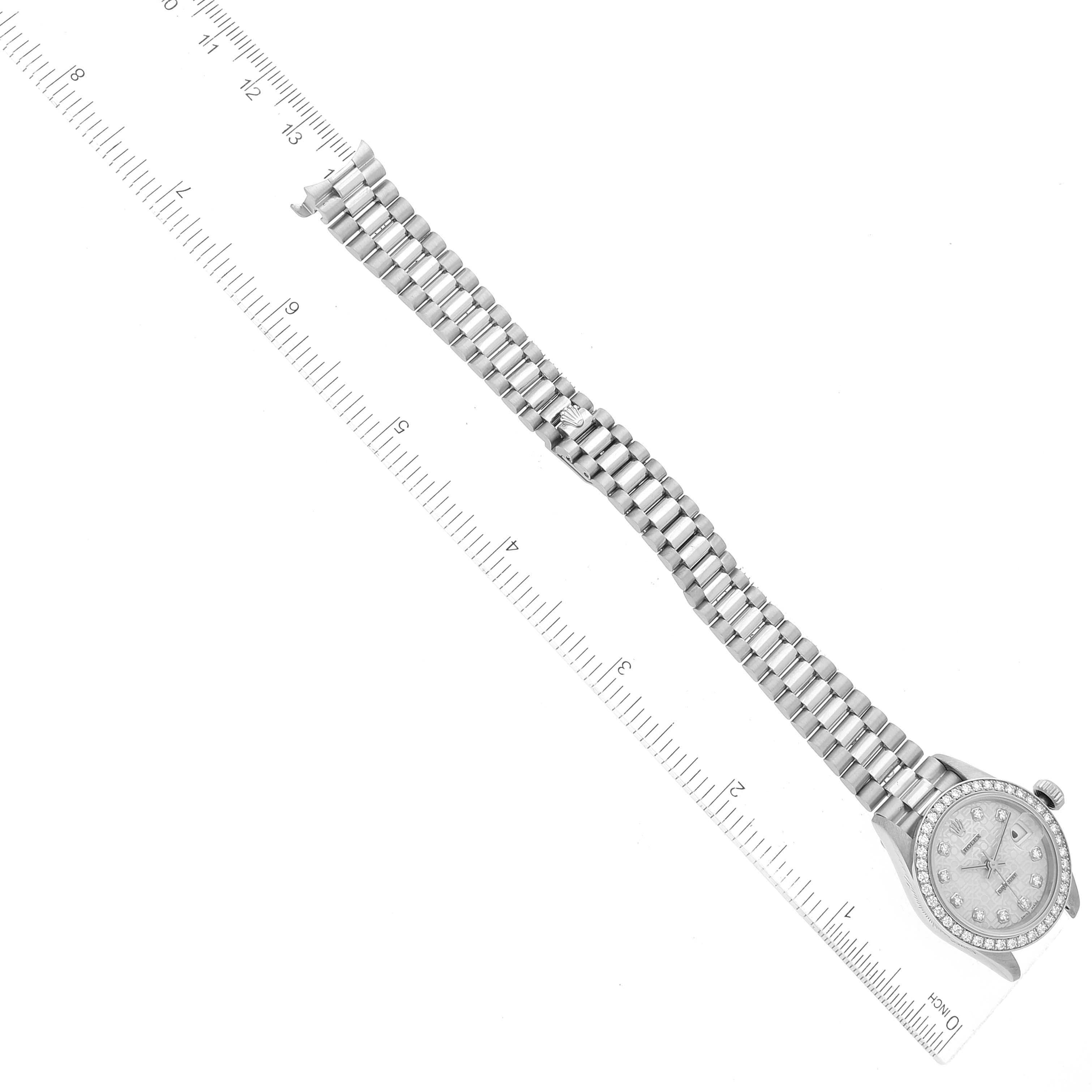 Rolex President Platinum Silver Anniversary Diamond Dial Ladies Watch 69136