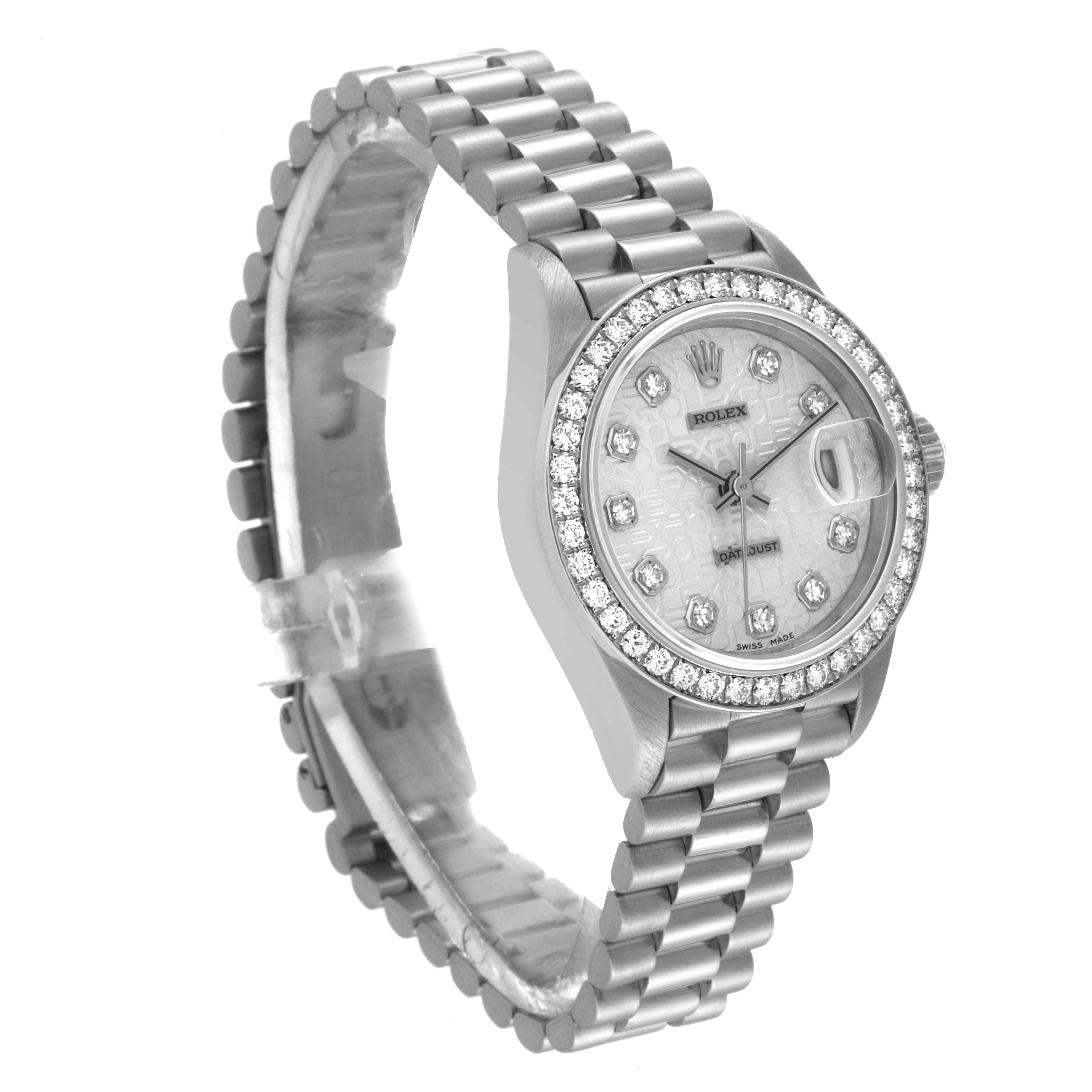 Rolex President Platinum Silver Anniversary Diamond Dial Ladies Watch 69136