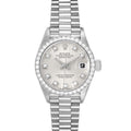 Rolex President Platinum Silver Diamond Dial Ladies Watch 69136