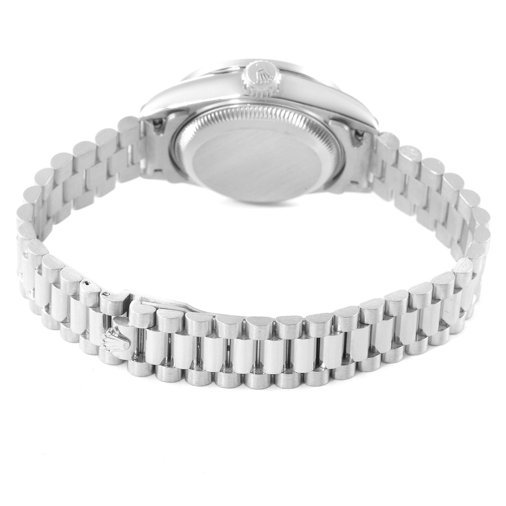 Rolex President Platinum Silver Diamond Dial Ladies Watch 69136