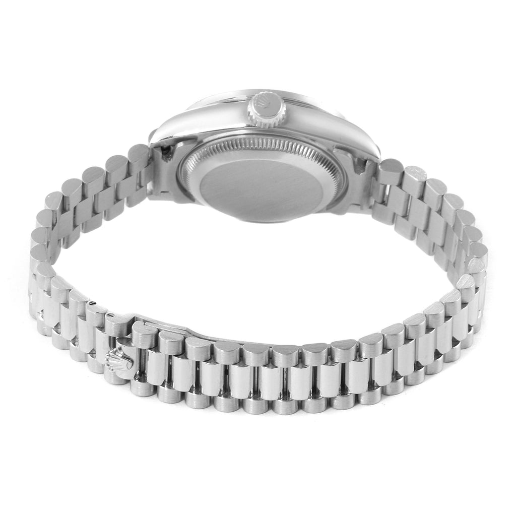 Rolex President Platinum Silver Diamond Dial Ladies Watch 69136 Box Papers