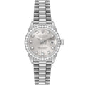 Rolex President Platinum Silver Diamond Dial Ladies Watch 69136 Box Papers