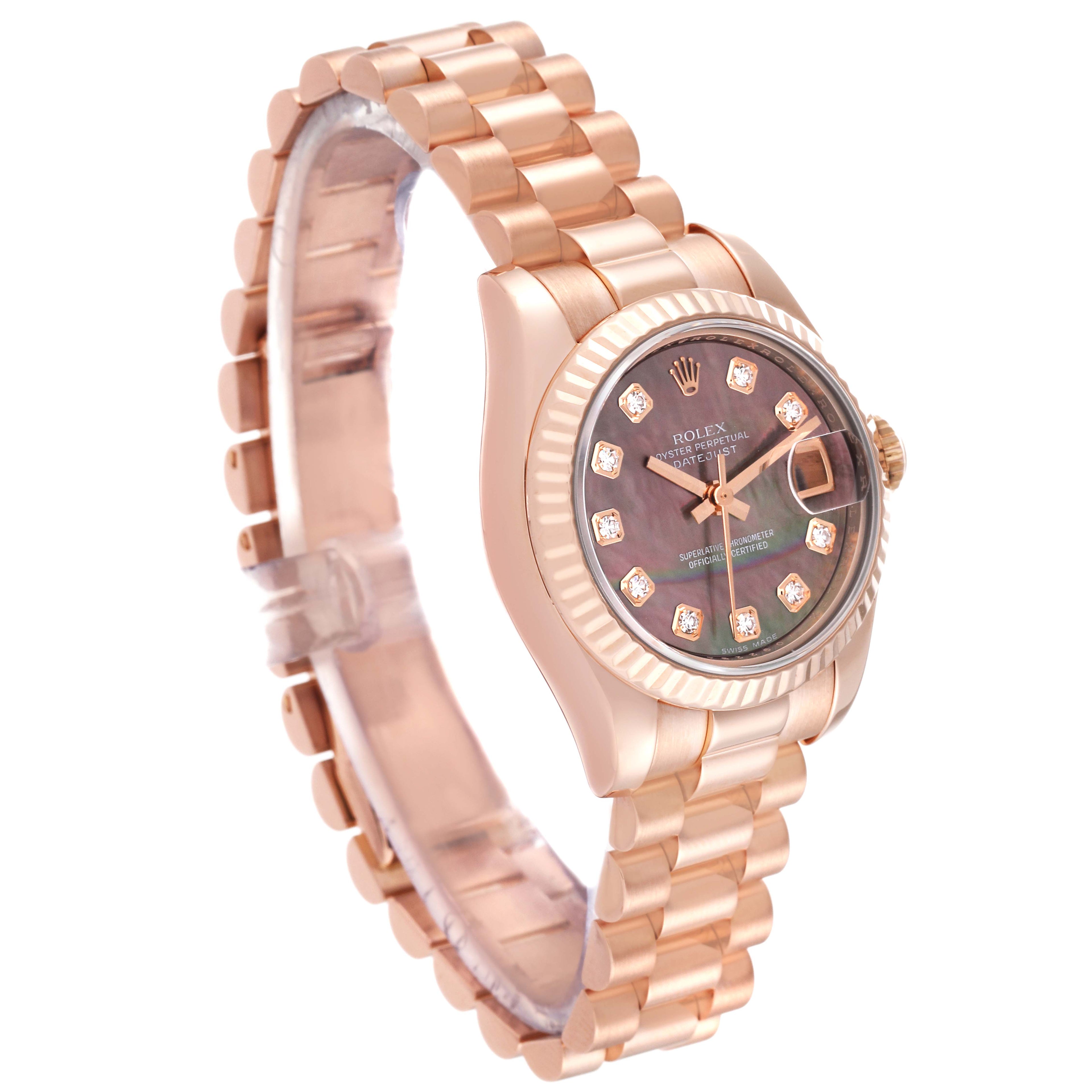 Rolex President Rose Gold Mother of Pearl Diamond Ladies Watch 179175