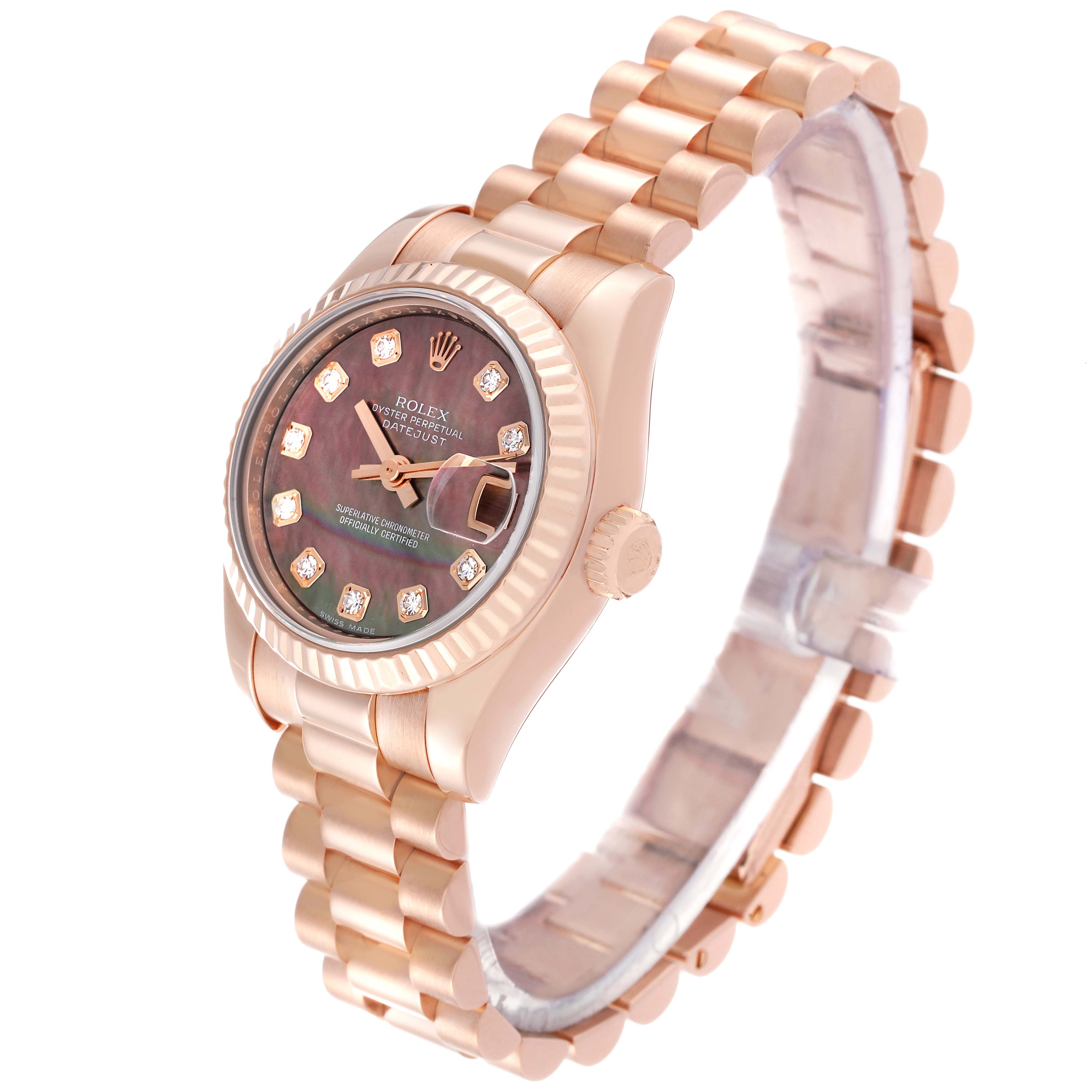 Rolex President Rose Gold Mother of Pearl Diamond Ladies Watch 179175