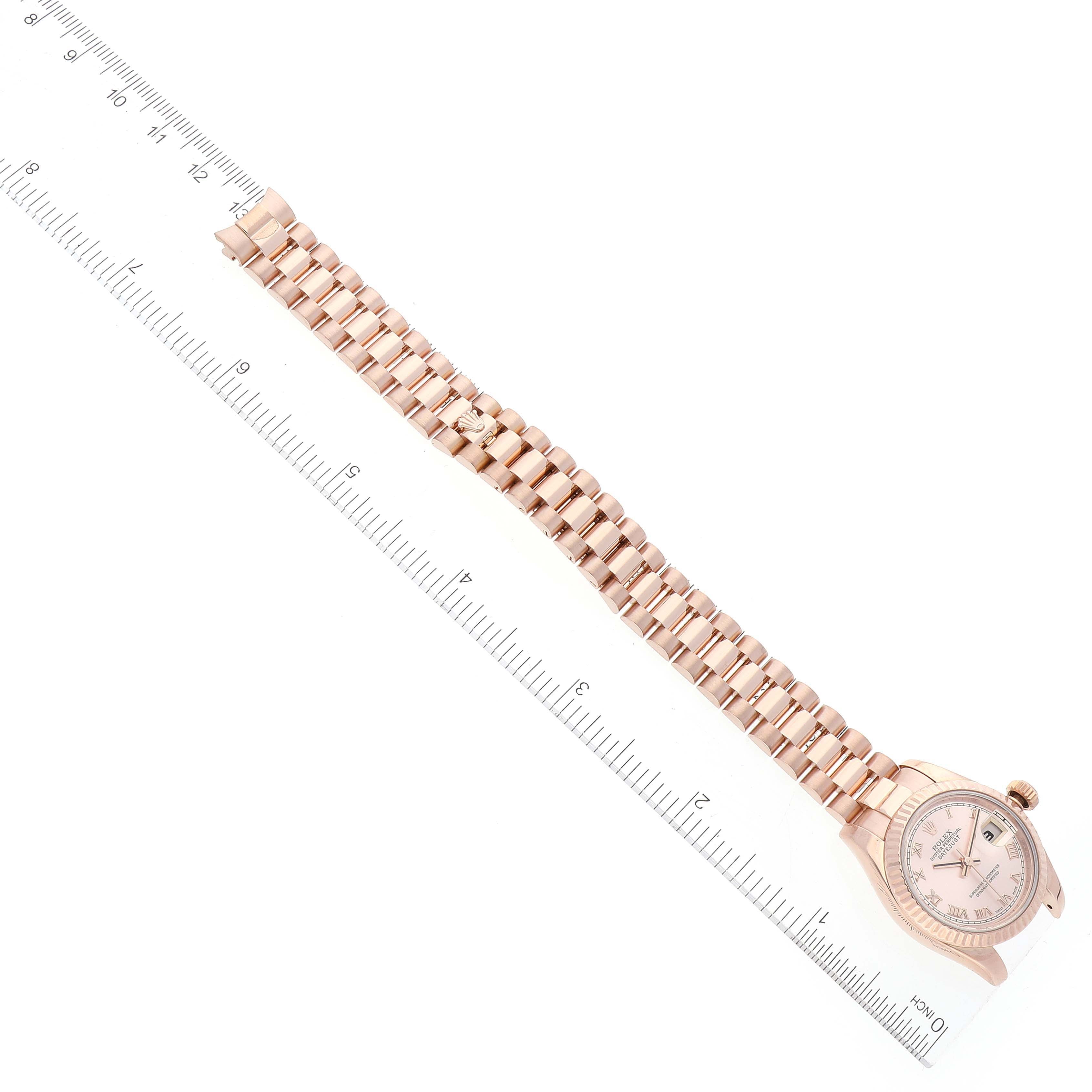 Rolex President Rose Gold Rose Roman Dial Ladies Watch 179175 Box Card