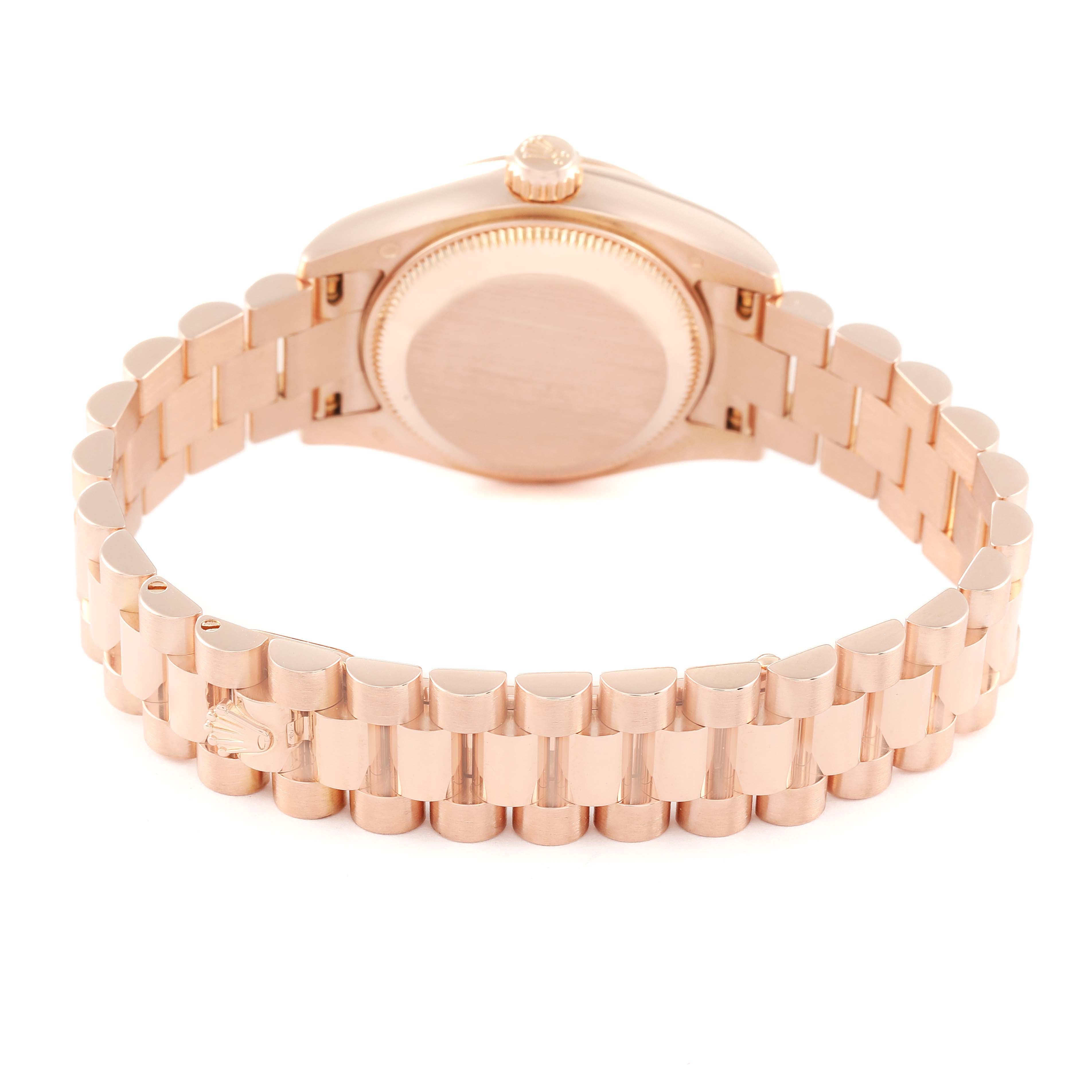 Rolex President Rose Gold Rose Roman Dial Ladies Watch 179175 Box Card