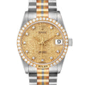 Rolex President Tridor 31mm Midsize White Yellow Rose Diamond Watch 68149