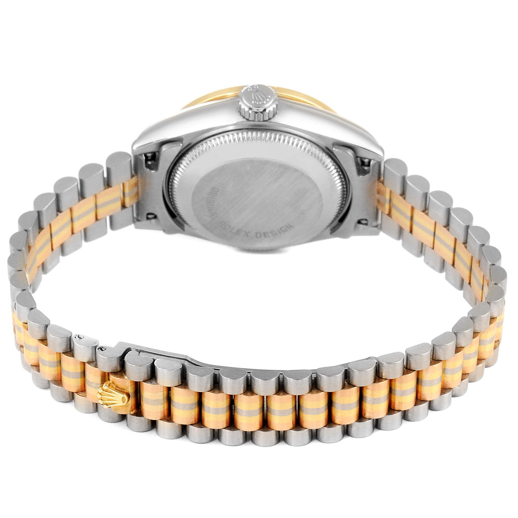 Rolex President Tridor White Yellow Rose Gold Mother Of Pearl Diamond Ladies Watch 69149