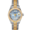 Rolex President Tridor White Yellow Rose Gold Mother Of Pearl Diamond Ladies Watch 69149