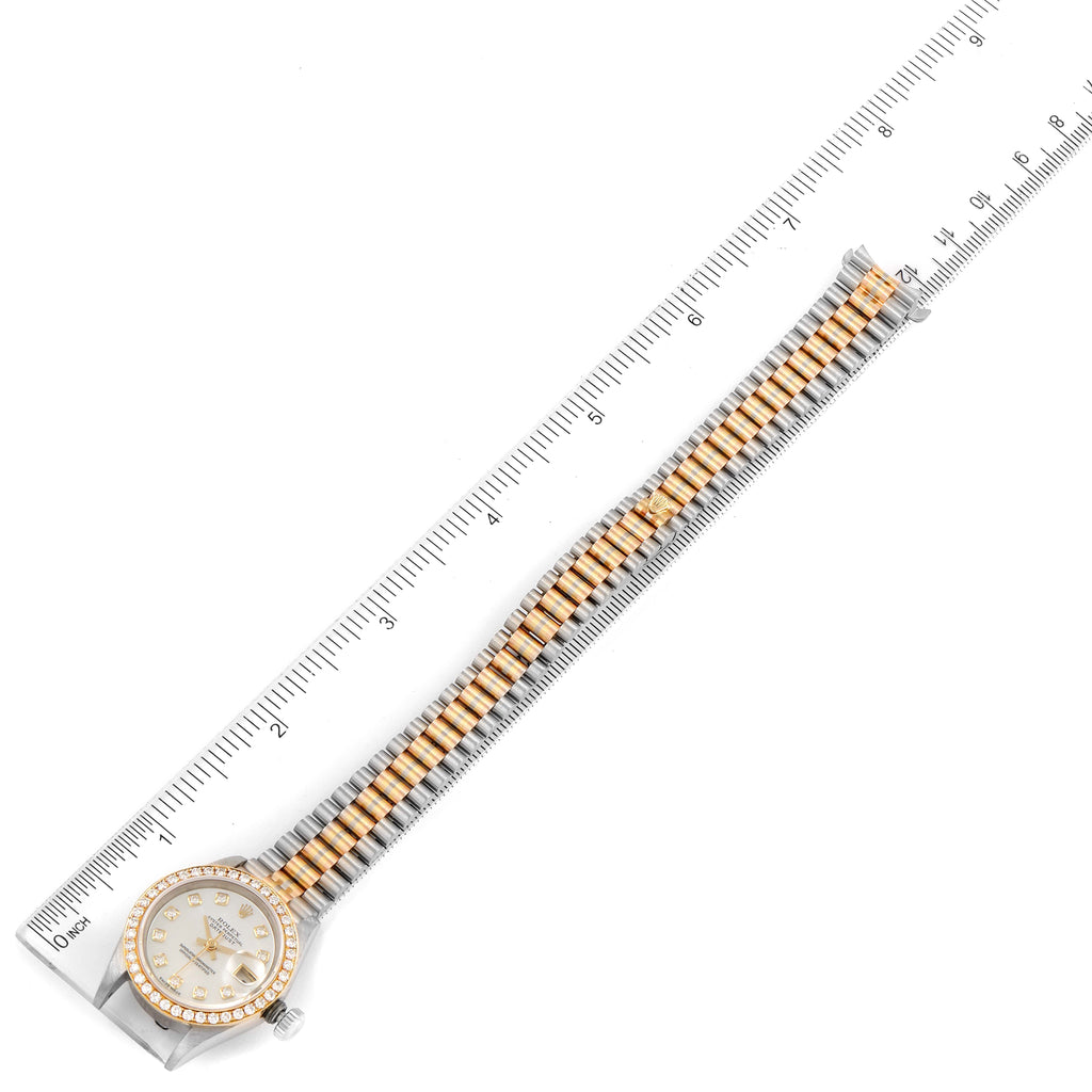Rolex President Tridor White Yellow Rose Gold Diamond Watch 69139 Box Papers