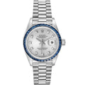 Rolex President White Gold Diamond Sapphire Ladies Watch 69119 Box Papers