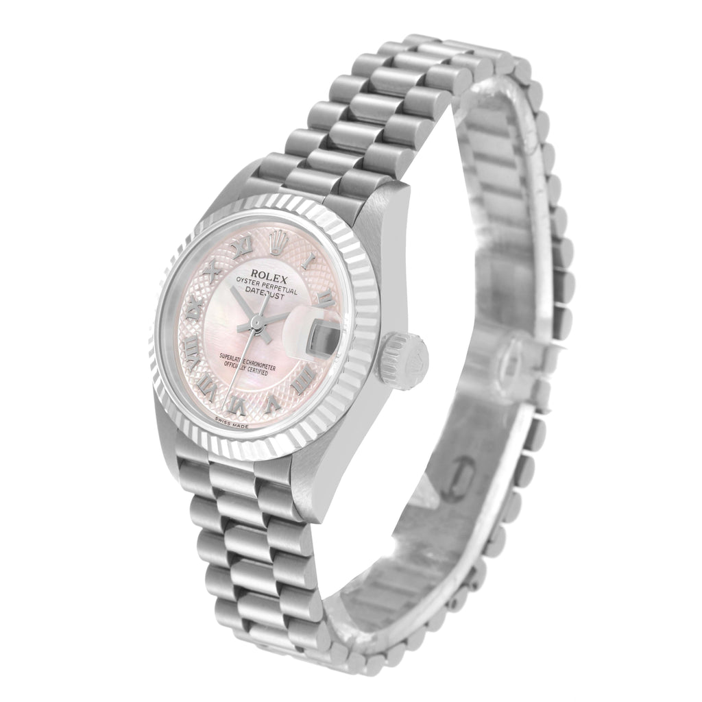 Rolex President White Gold Mother Of Pearl Dial Ladies Watch 79179 Box Service Card