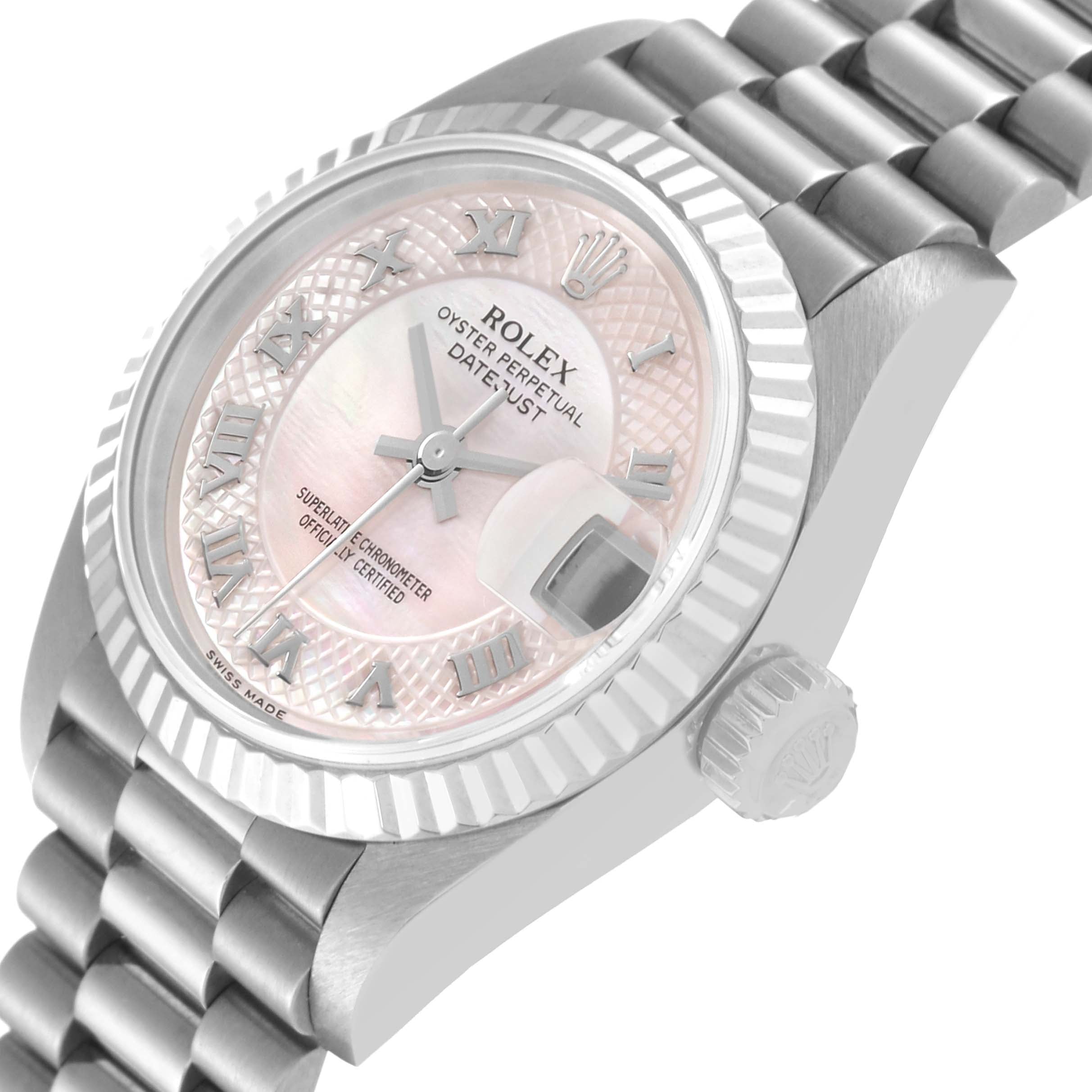 Rolex President White Gold Mother Of Pearl Dial Ladies Watch 79179 Box Service Card
