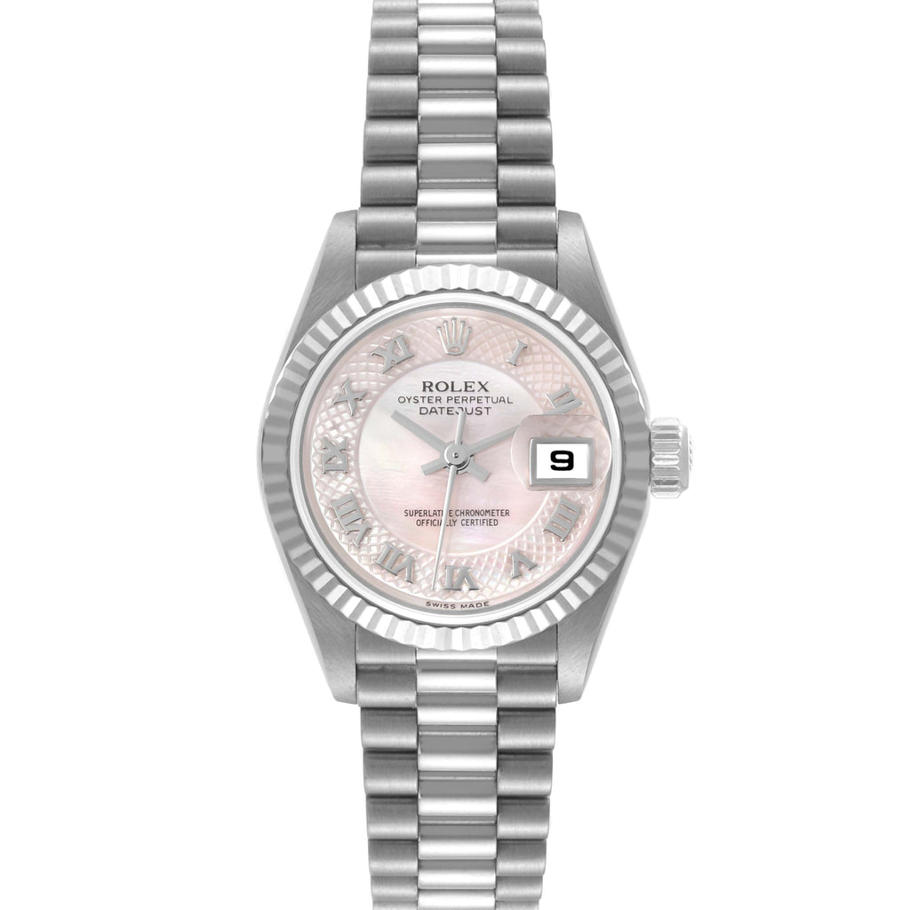 Rolex President White Gold Mother Of Pearl Dial Ladies Watch 79179 Box Service Card