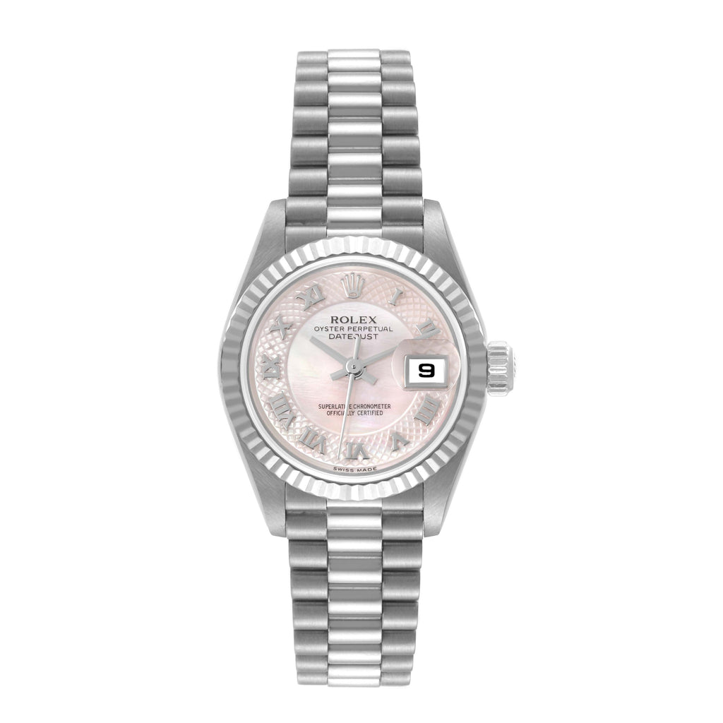 Rolex President White Gold Mother Of Pearl Dial Ladies Watch 79179 Box Service Card
