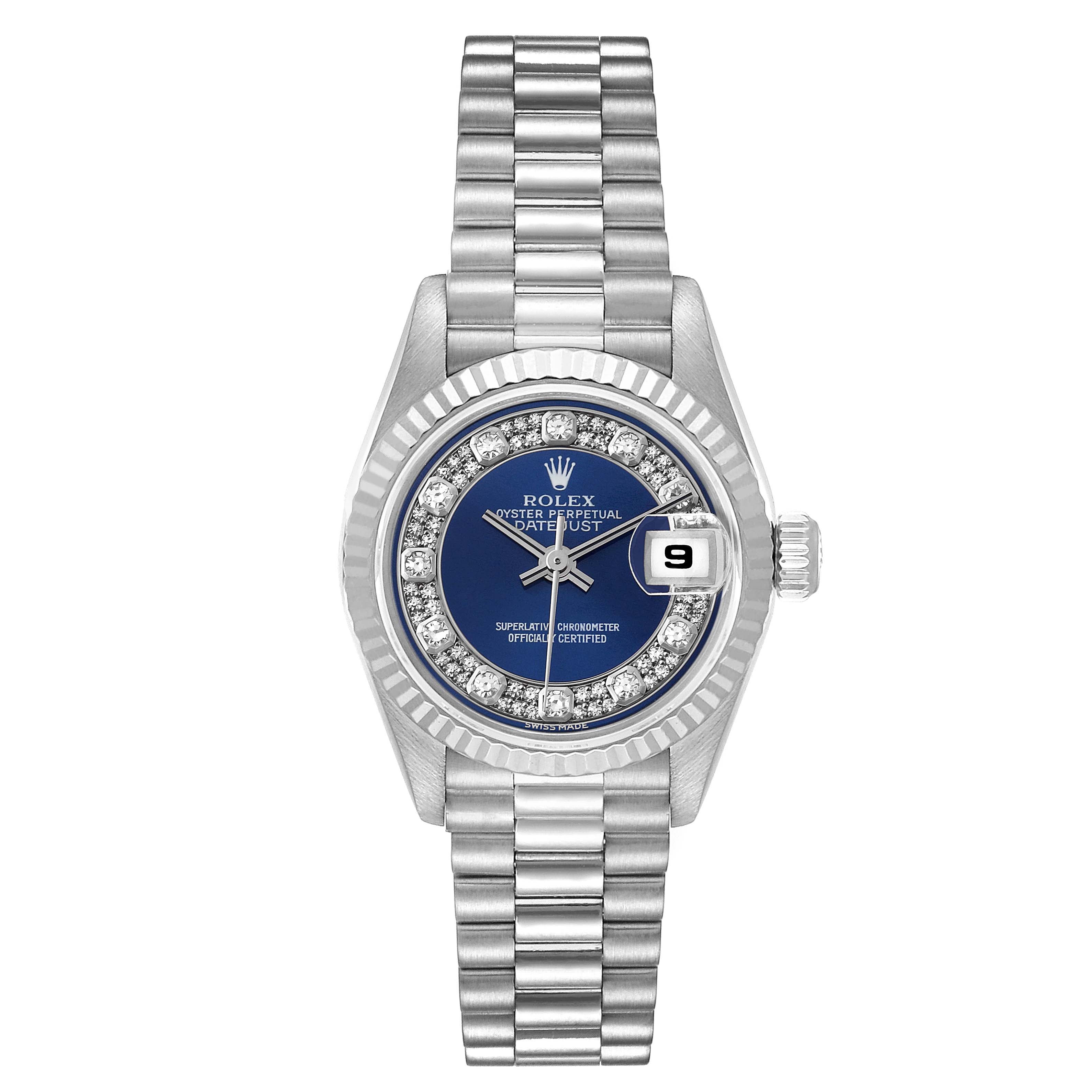 Rolex President White Gold Myriad Diamond Dial Ladies Watch 69179