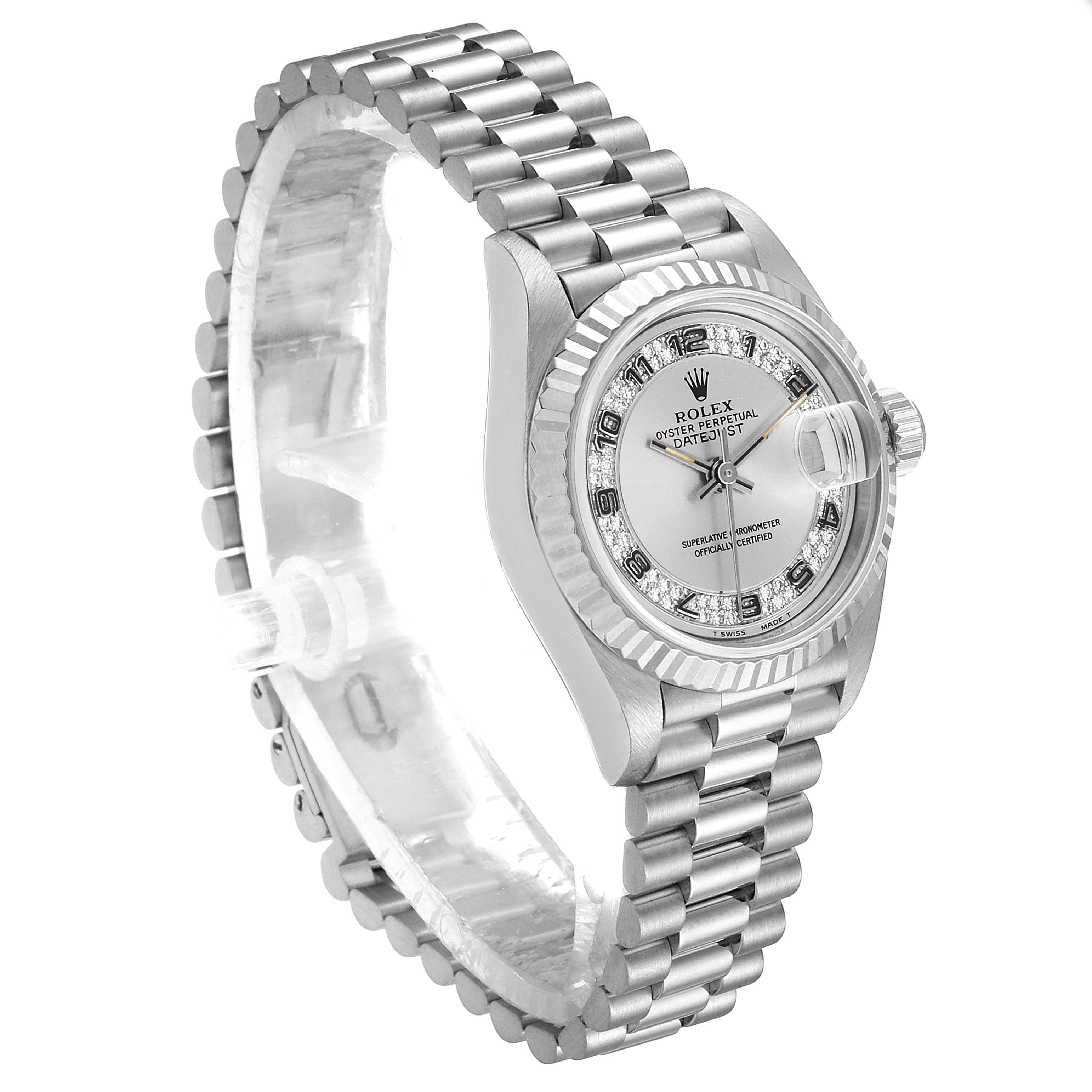 Rolex President White Gold Myriad Diamond Dial Ladies Watch 69179 Box Papers