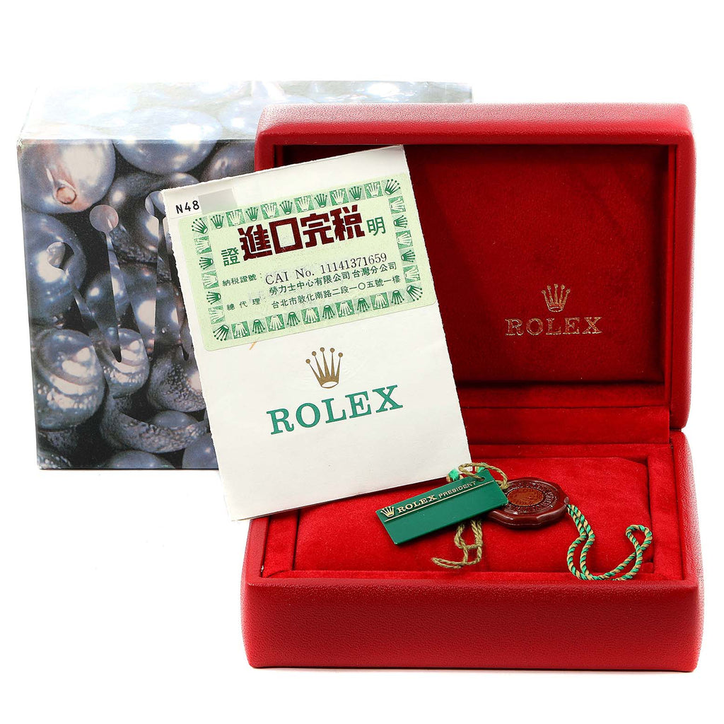Rolex President White Gold Myriad Diamond Dial Ladies Watch 69179 Box Papers