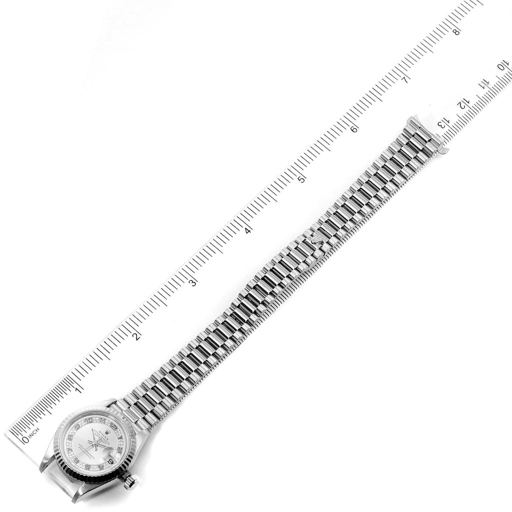 Rolex President White Gold Myriad Diamond Dial Ladies Watch 69179 Box Papers