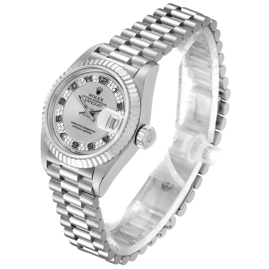Rolex President White Gold Myriad Diamond Dial Ladies Watch 69179 Box Papers