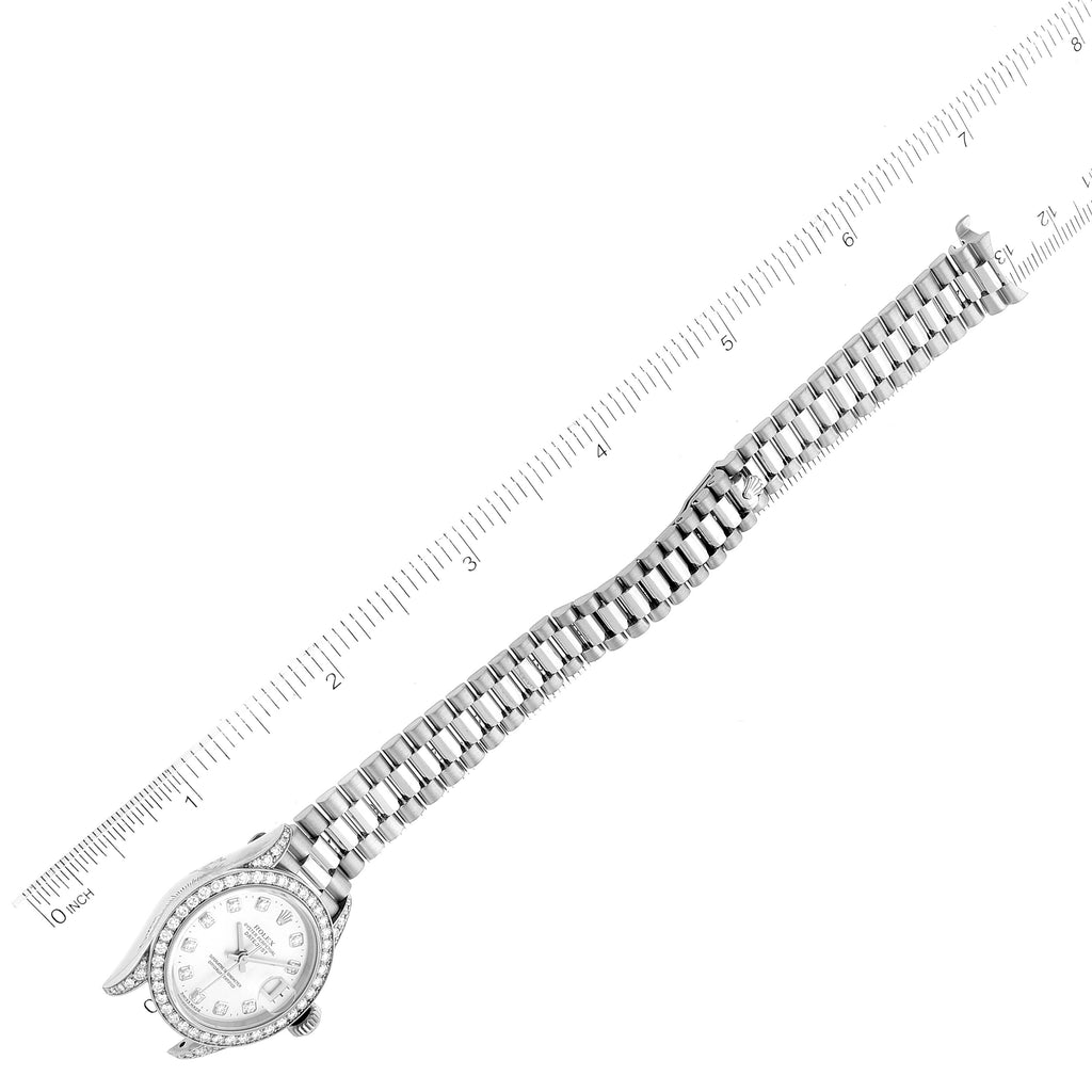 Rolex President White Gold Silver Diamond Dial Ladies Watch 79159