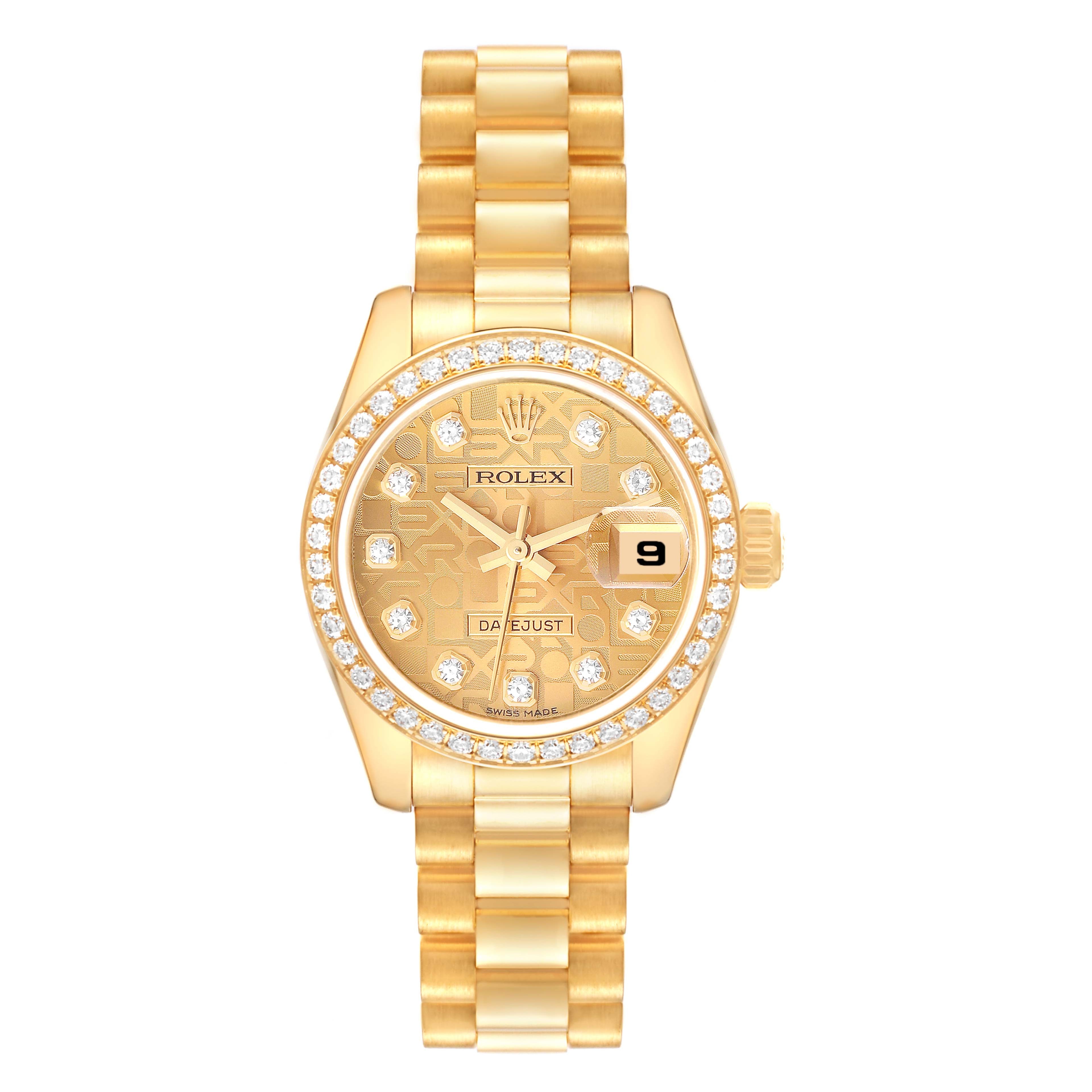 Rolex President Yellow Gold Anniversary Dial Diamond Ladies Watch 179138