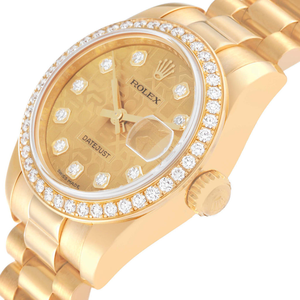 Rolex President Yellow Gold Anniversary Dial Diamond Ladies Watch 179138