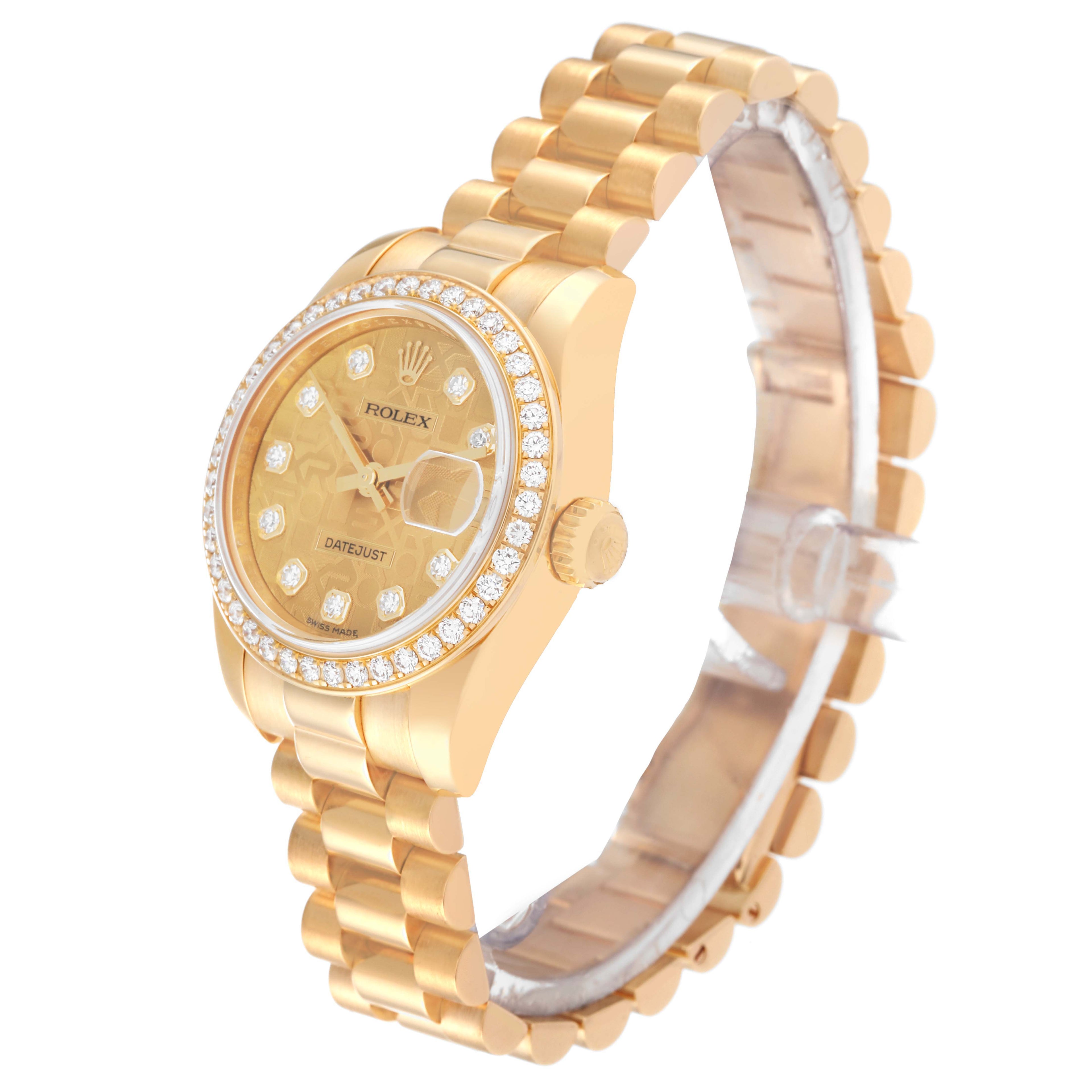 Rolex President Yellow Gold Anniversary Dial Diamond Ladies Watch 179138