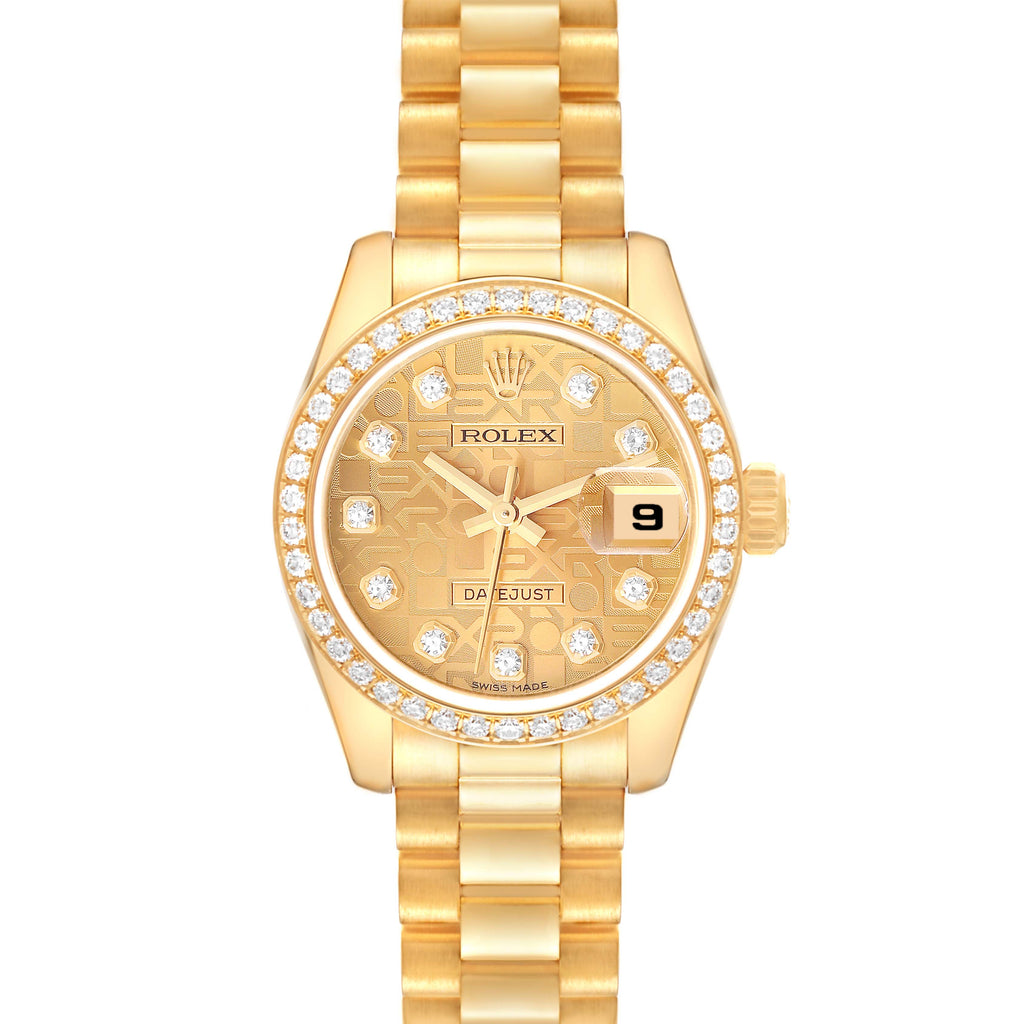 Rolex President Yellow Gold Anniversary Dial Diamond Ladies Watch 179138