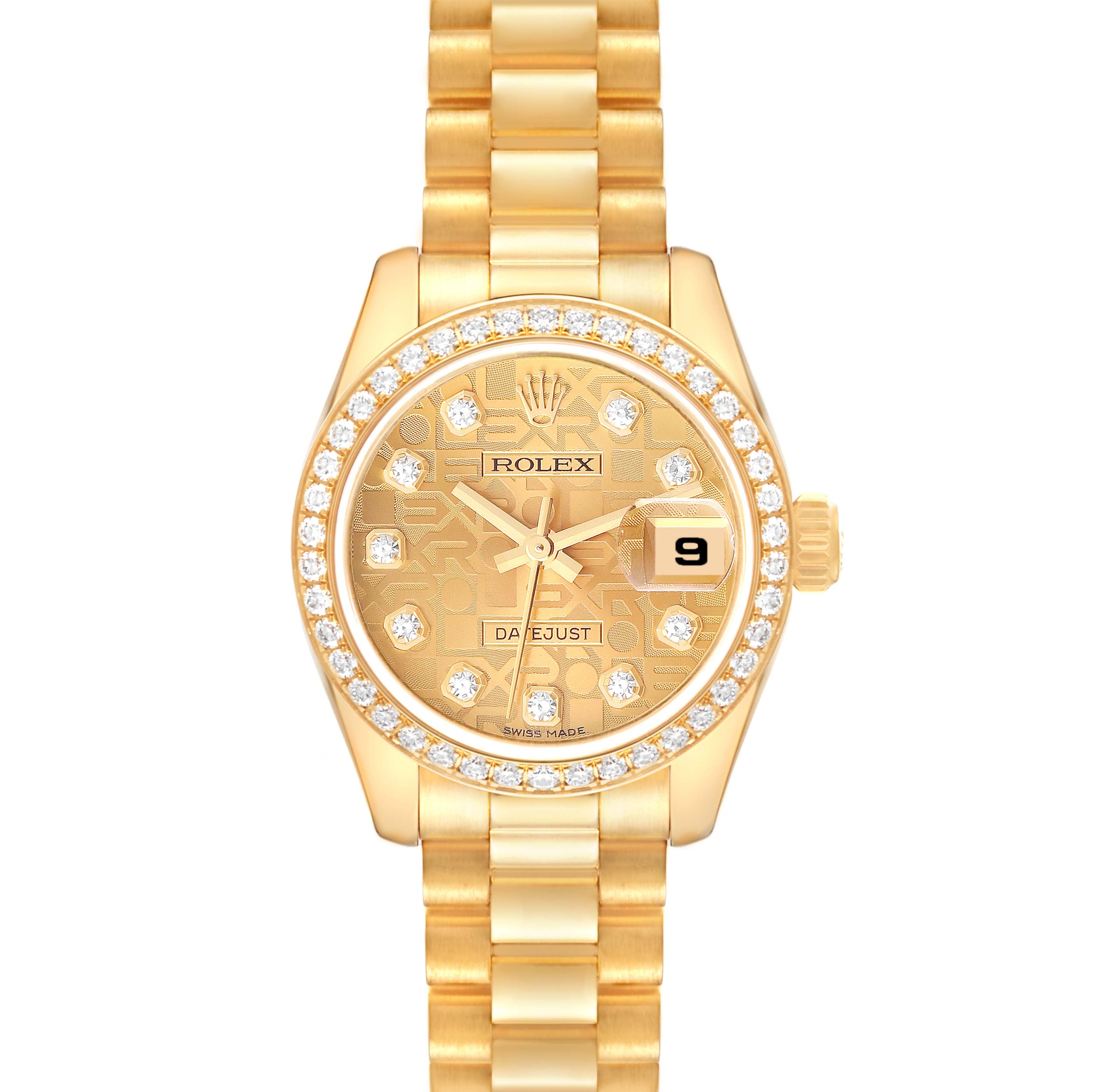 Rolex President Yellow Gold Anniversary Dial Diamond Ladies Watch 179138