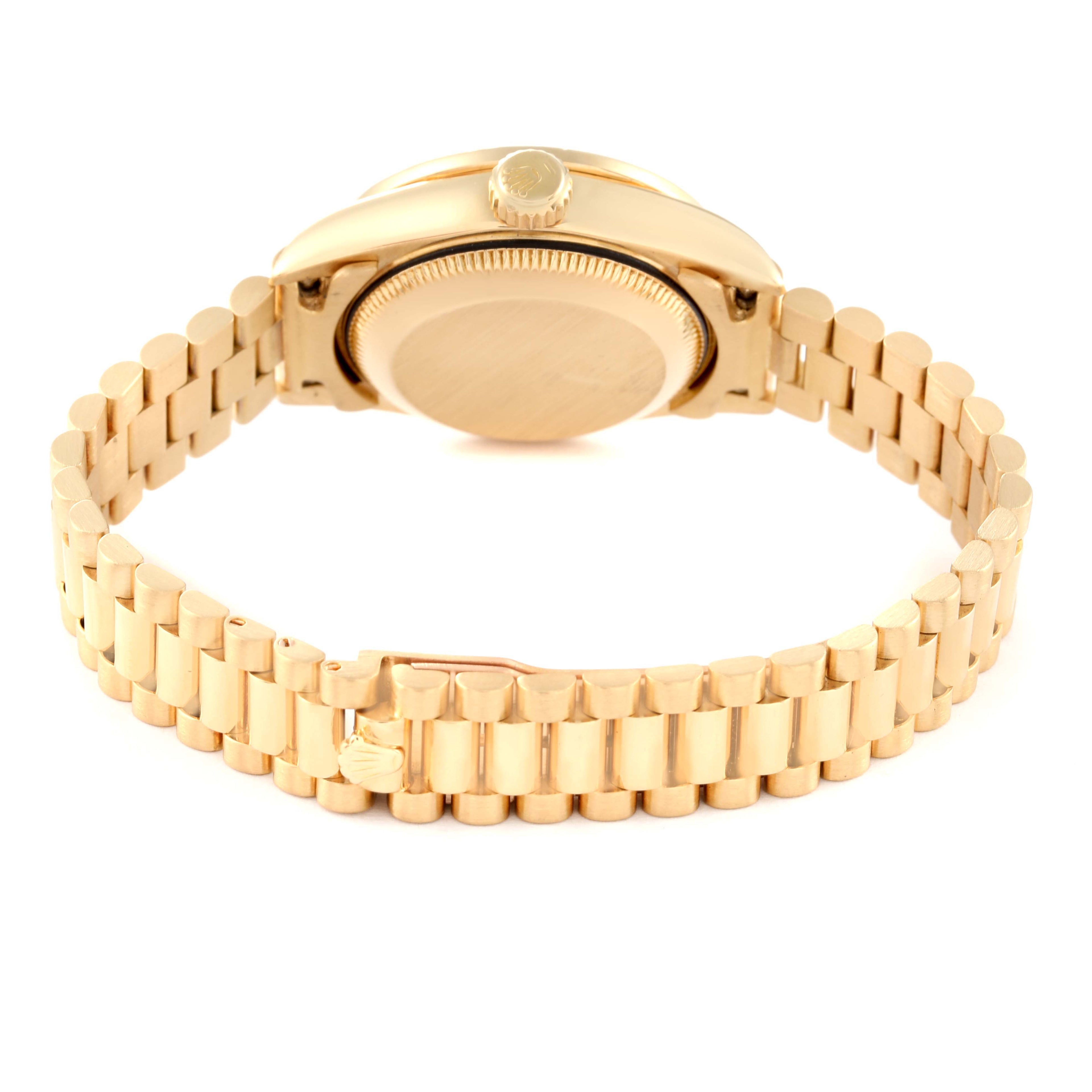 Rolex President Yellow Gold Anniversary Dial Diamond Ladies Watch 69158 Box