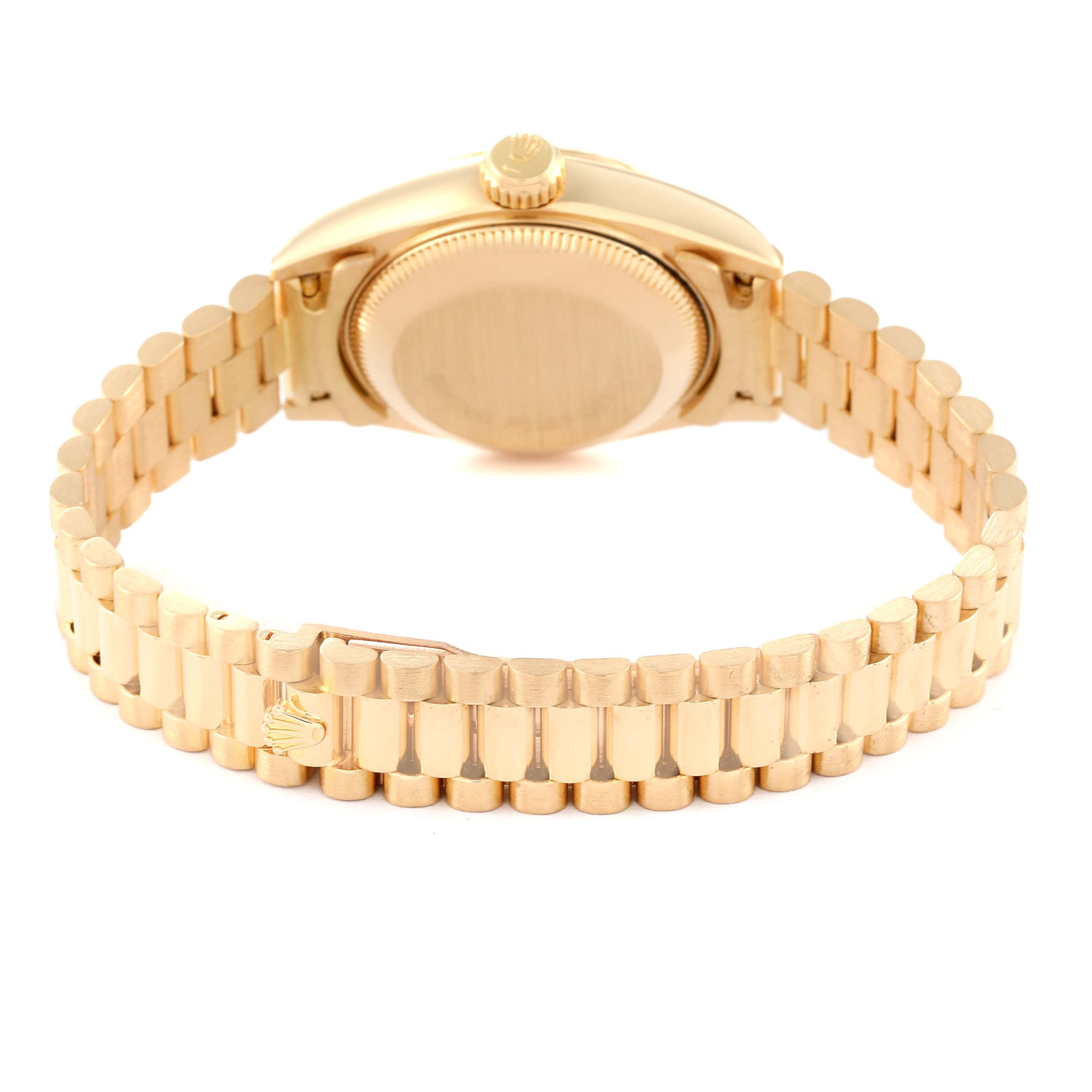 Rolex President Yellow Gold Black Diamond Dial Ladies Watch 69178