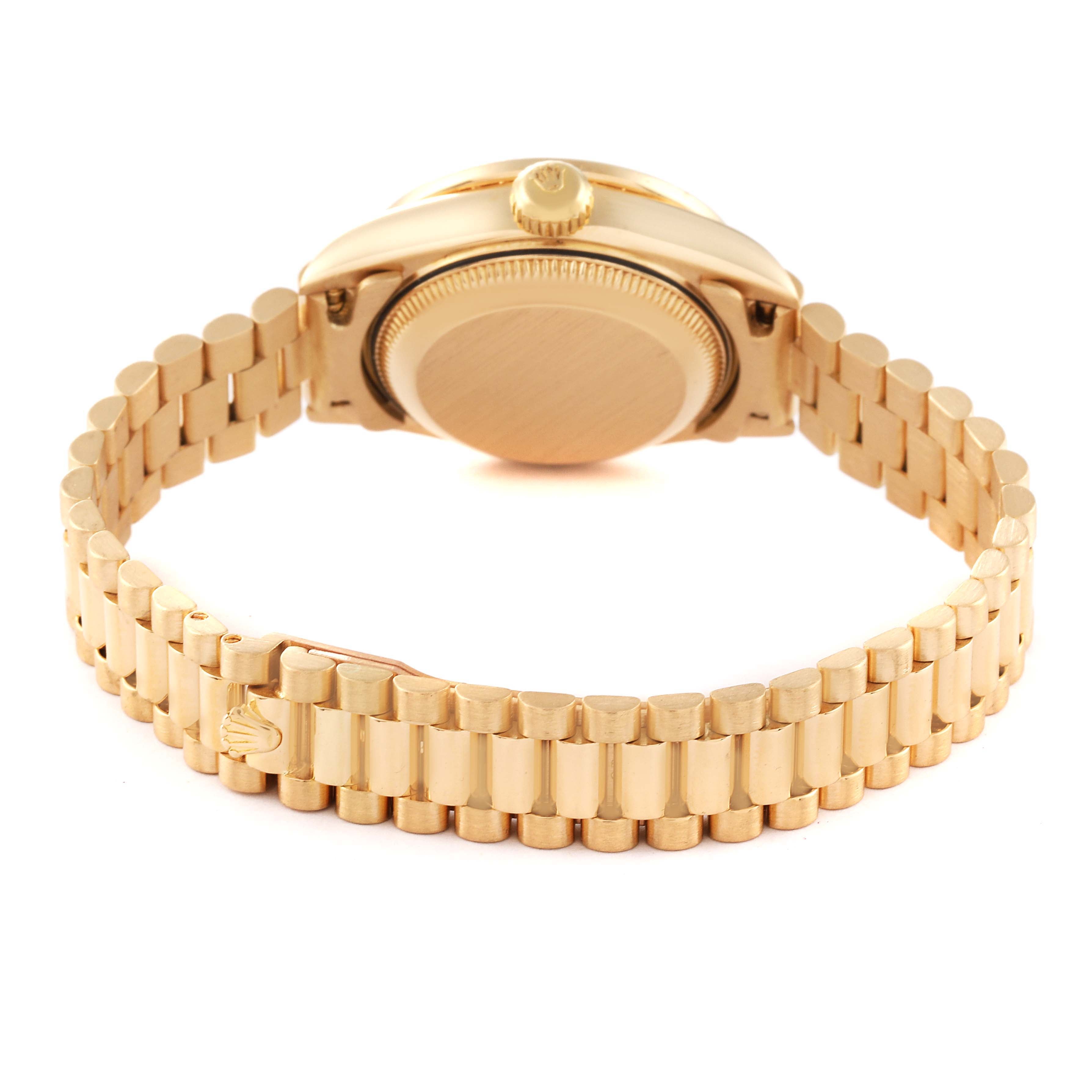 Rolex President Yellow Gold Blue Diamond Ladies Watch 69138