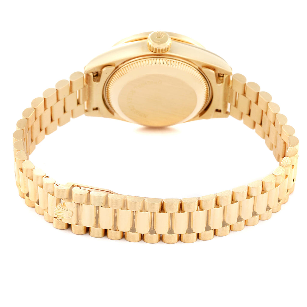 Rolex President Yellow Gold Blue Vignette Diamond Ladies Watch 69138 Box Papers